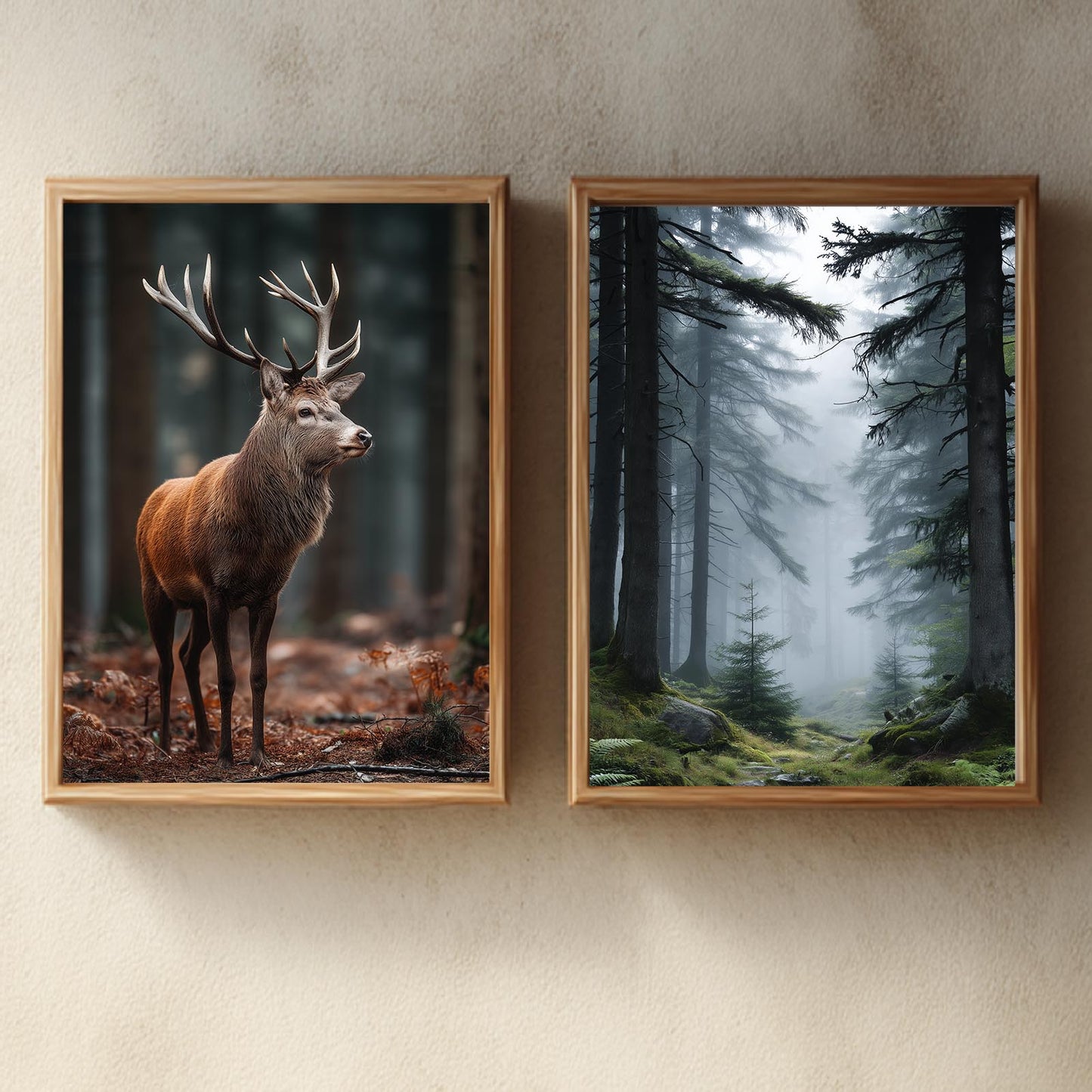 Modern Nordic Mountain Forest Deer