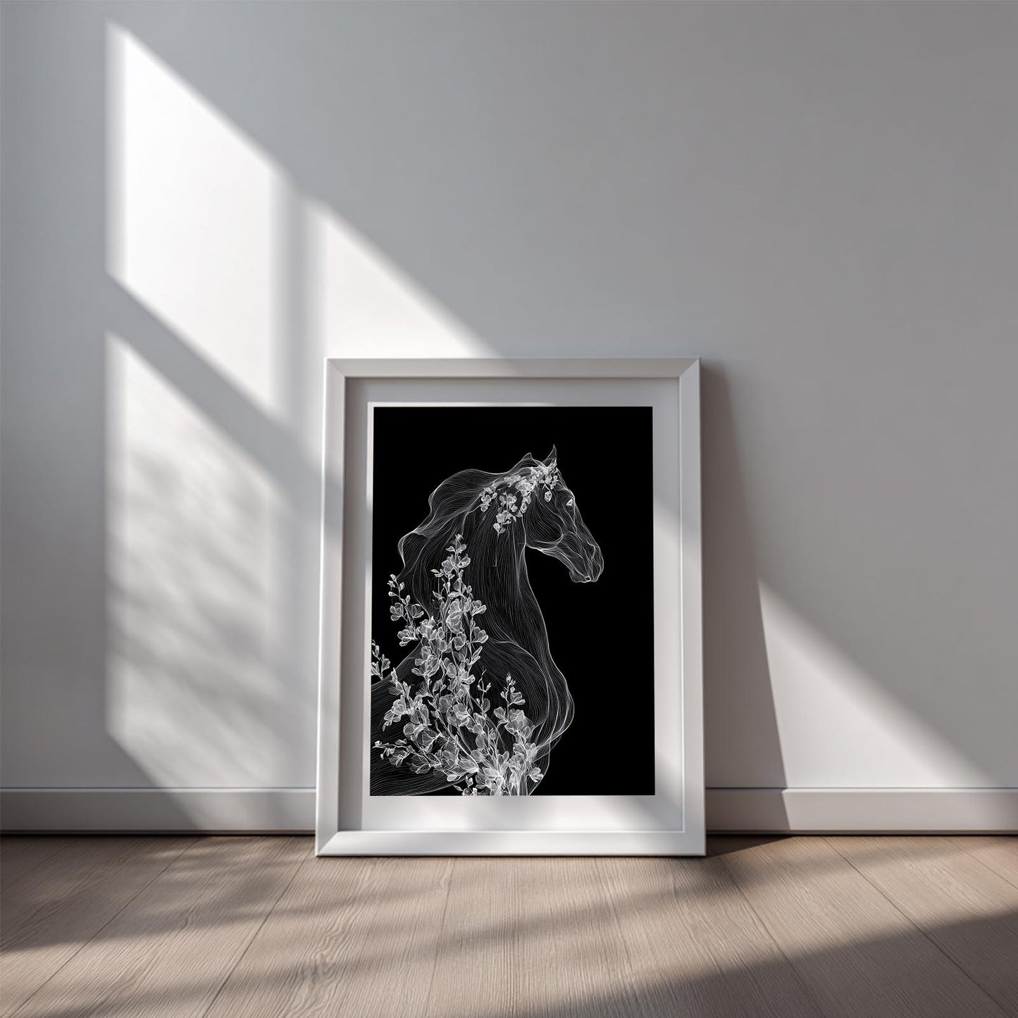 Abstract Black and White Horse