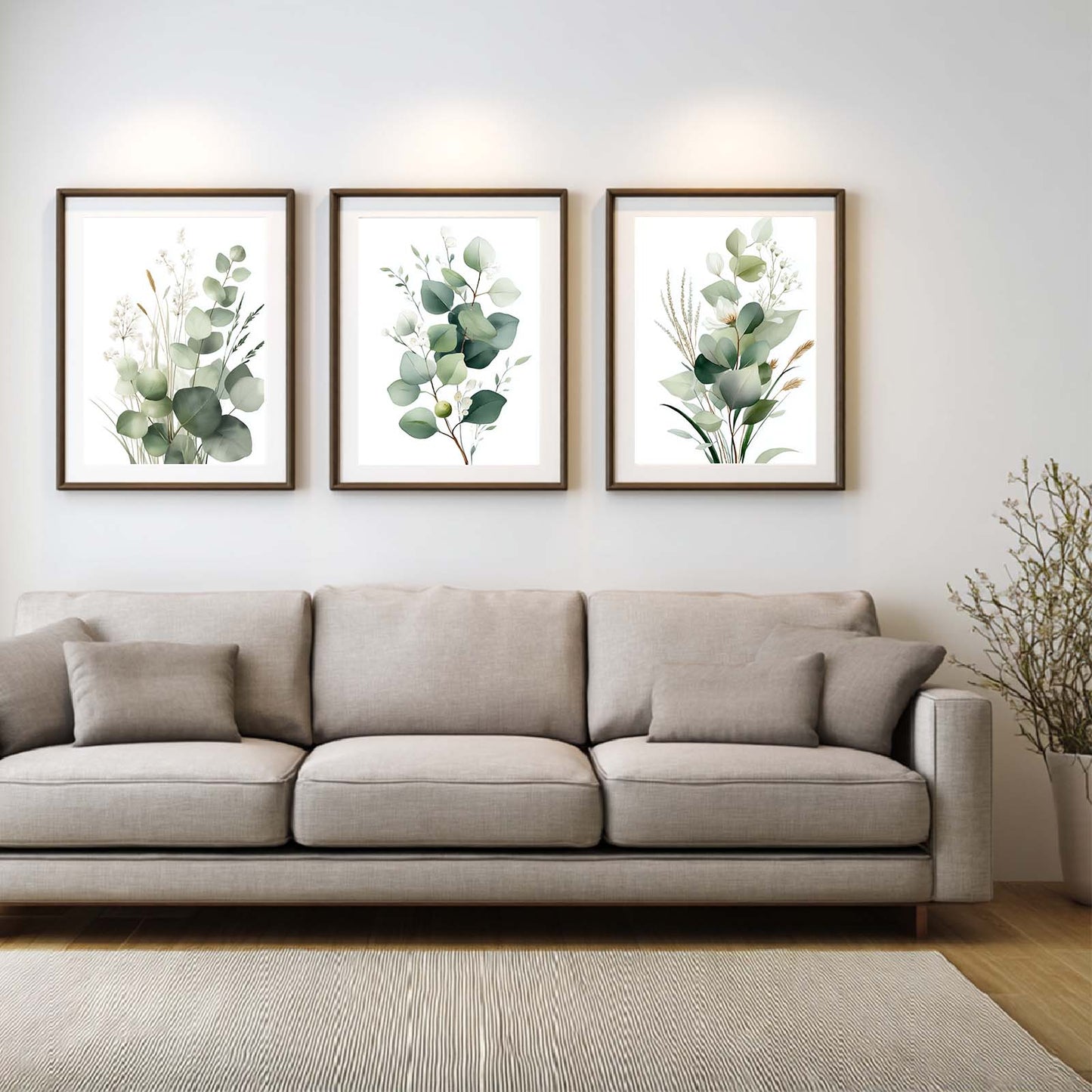 Green Leaves Flower Plant Abstract Canvas Painting Wall Art for Living Room Bedroom Decoration, Poster Print, Frameless