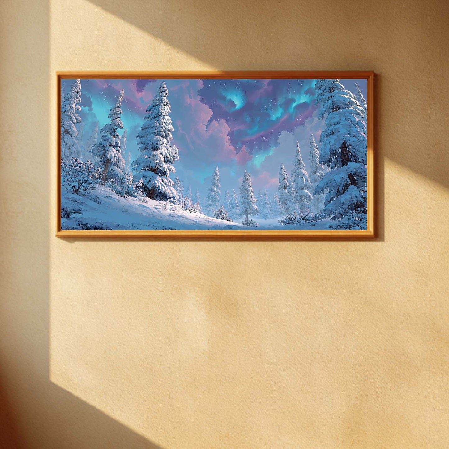 Abstract Oil Painting Landscape Forest Aurora