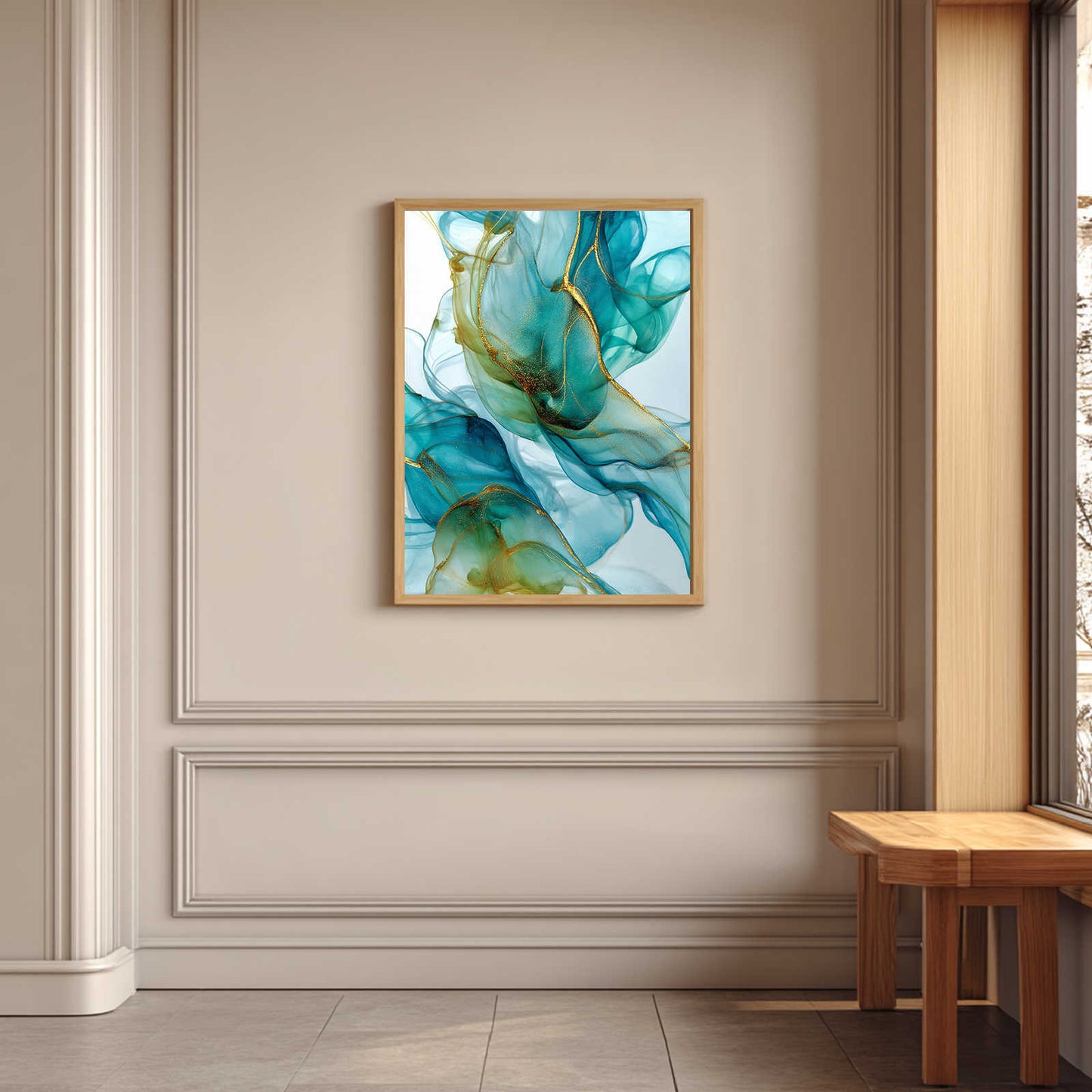 Abstract Green and Gold Liquid Luxury