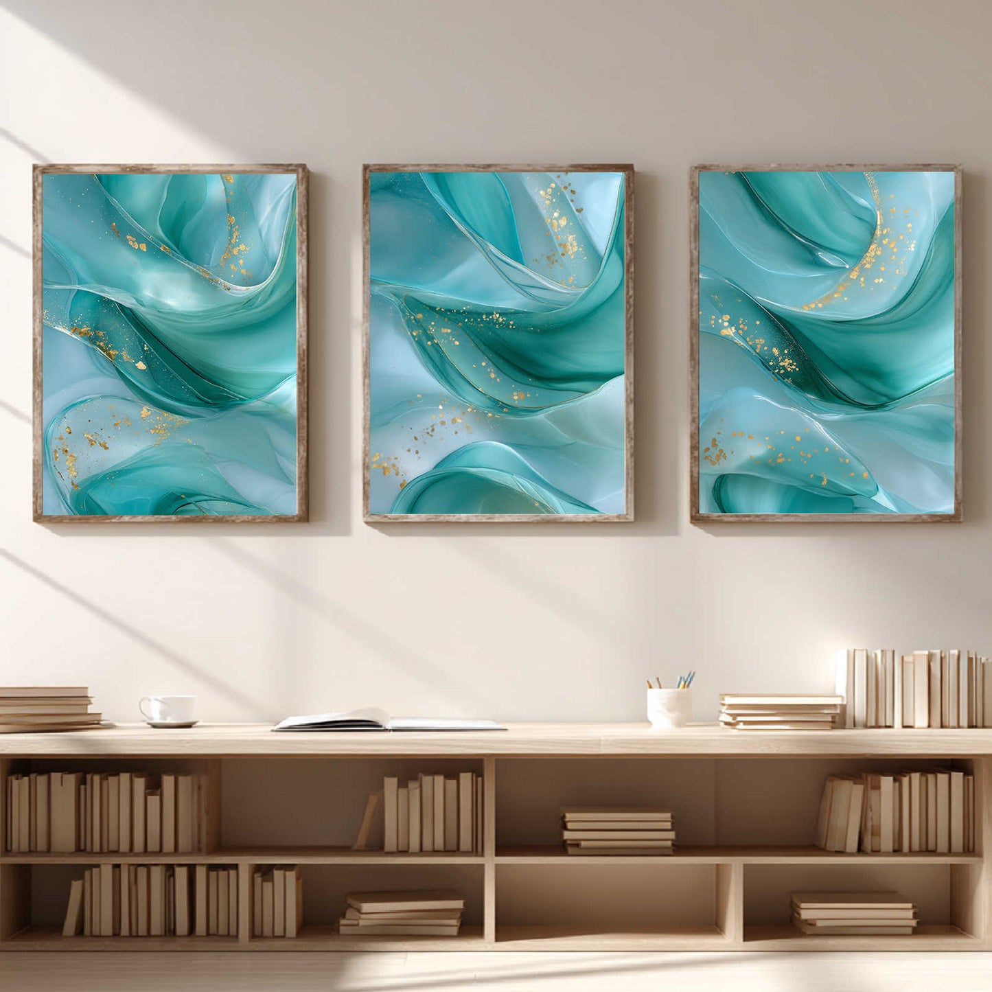 Abstract Green and Gold Liquid Luxury