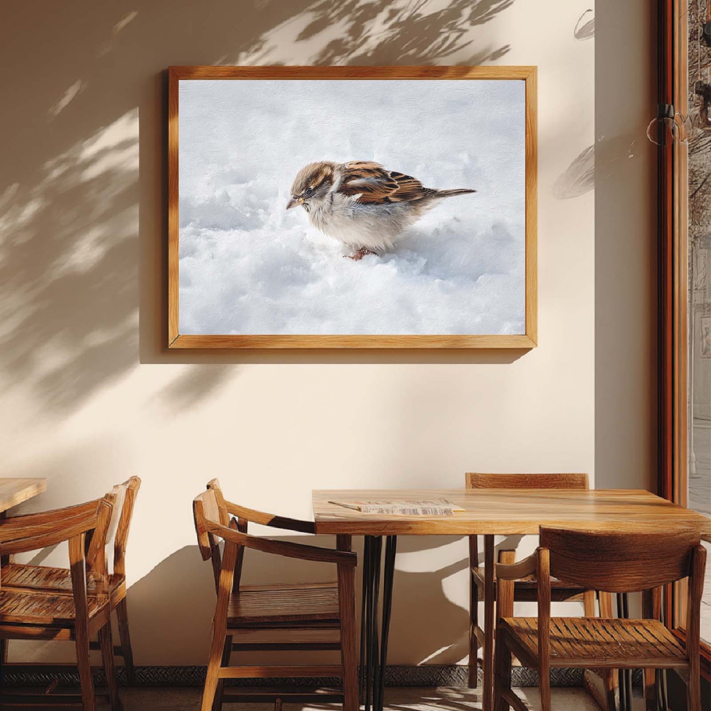 Abstract Winter Snowy Bird