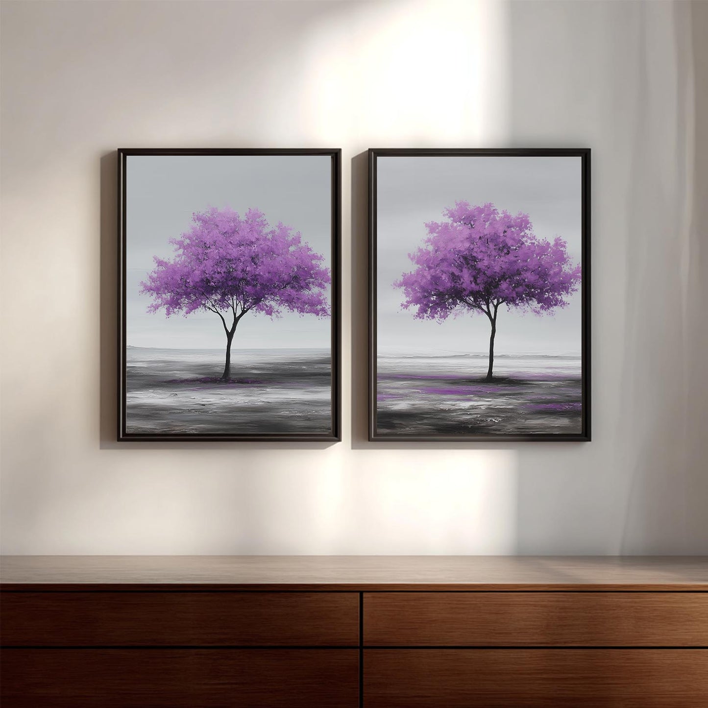 Purple Tree Nature Abstract Black and White