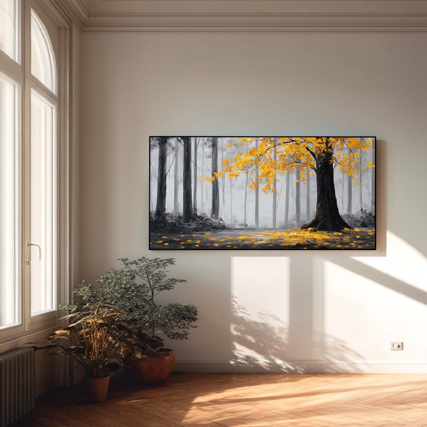 Abstract Oil Painting Yellow Tree