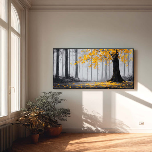 Abstract Oil Painting Yellow Tree