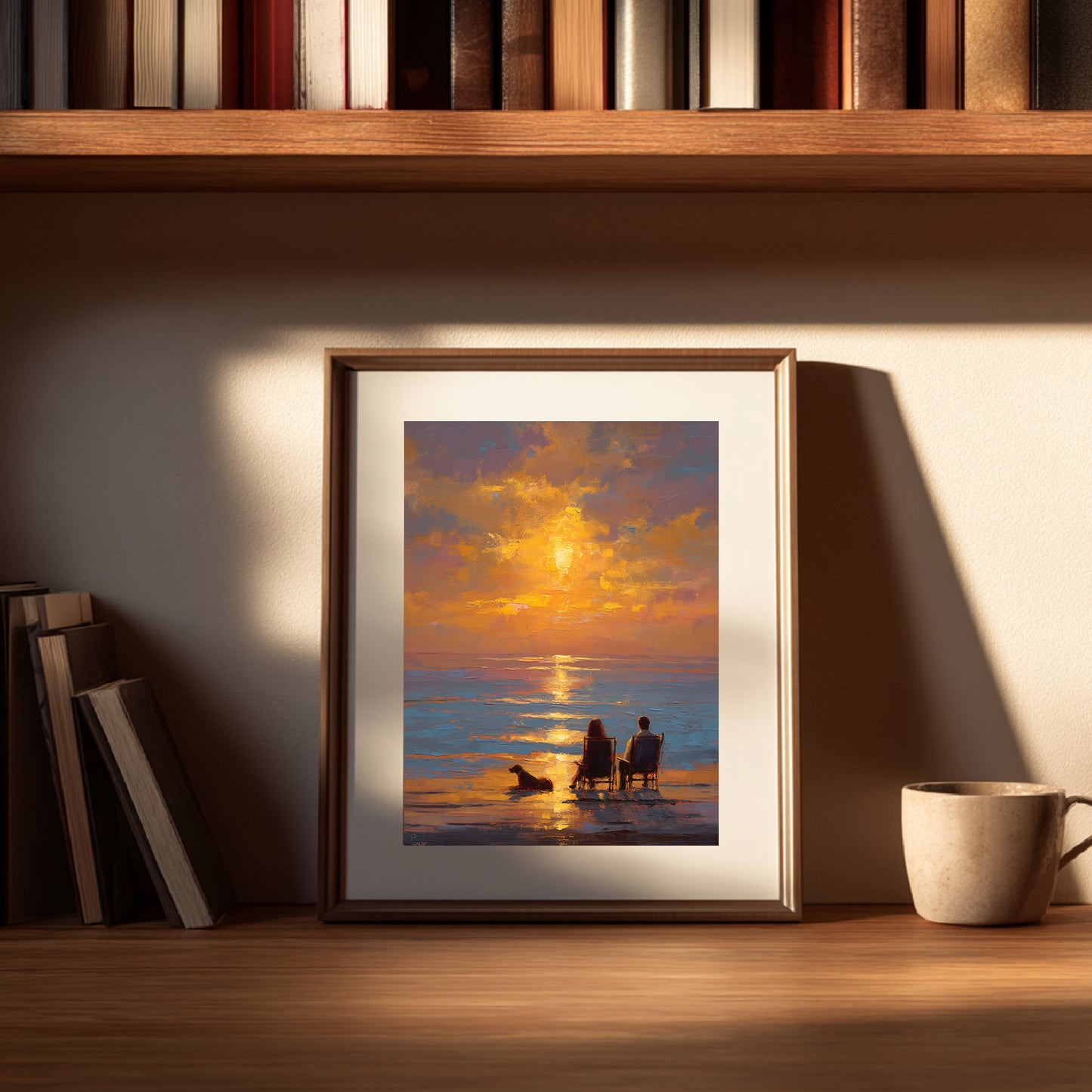 Abstract Landscape Sunset By The Sea Couple