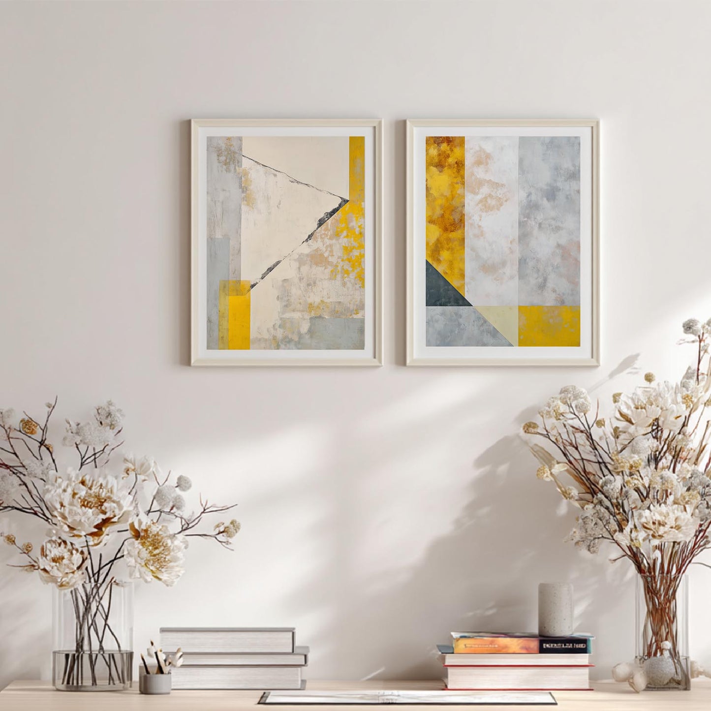 Beige Yellow Geometry Abstract
