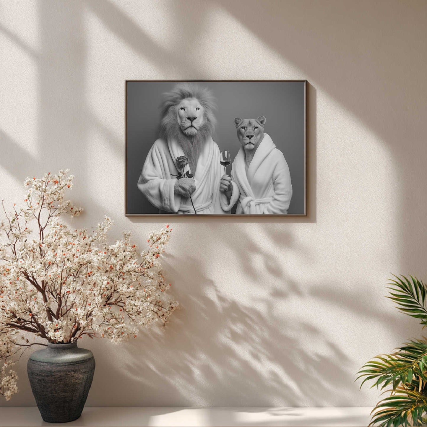 Abstract Funny Animal Bathrobe Lion Couple