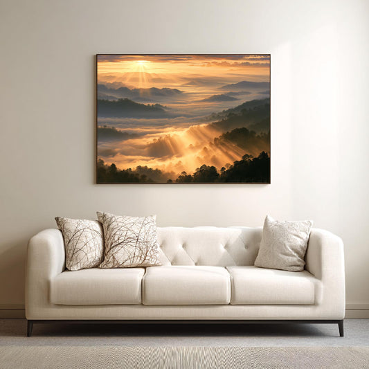 Landscape Sunrise Morning Fog Abstract
