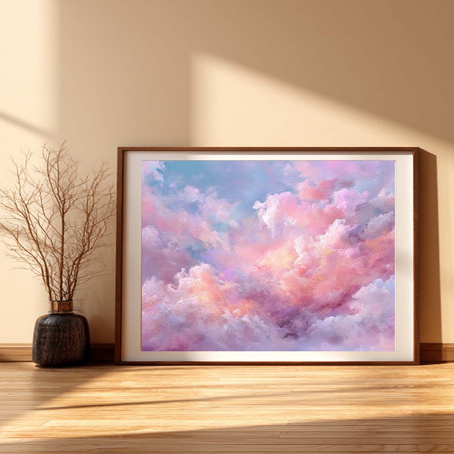 Abstract Oil Pink Sky Landscape