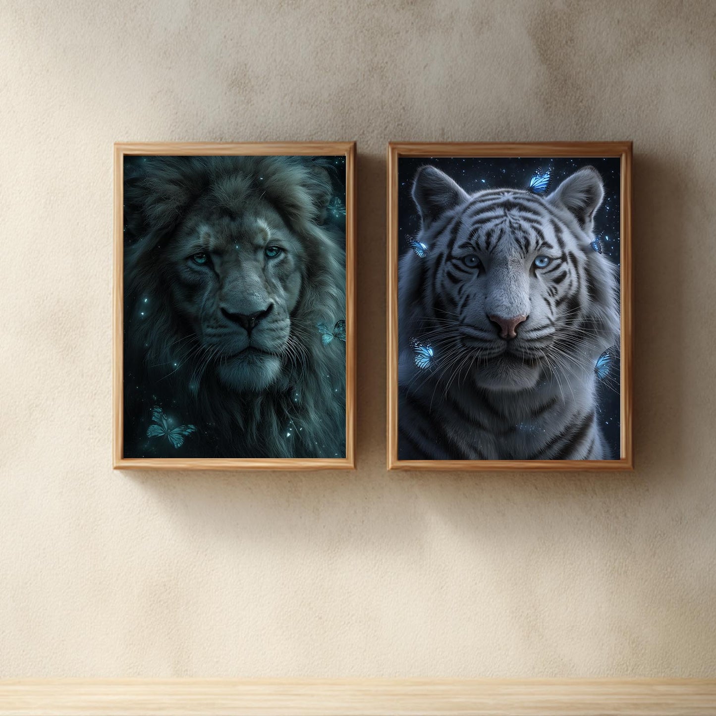 Abstract Animal Lion Tiger Blue Butterfly