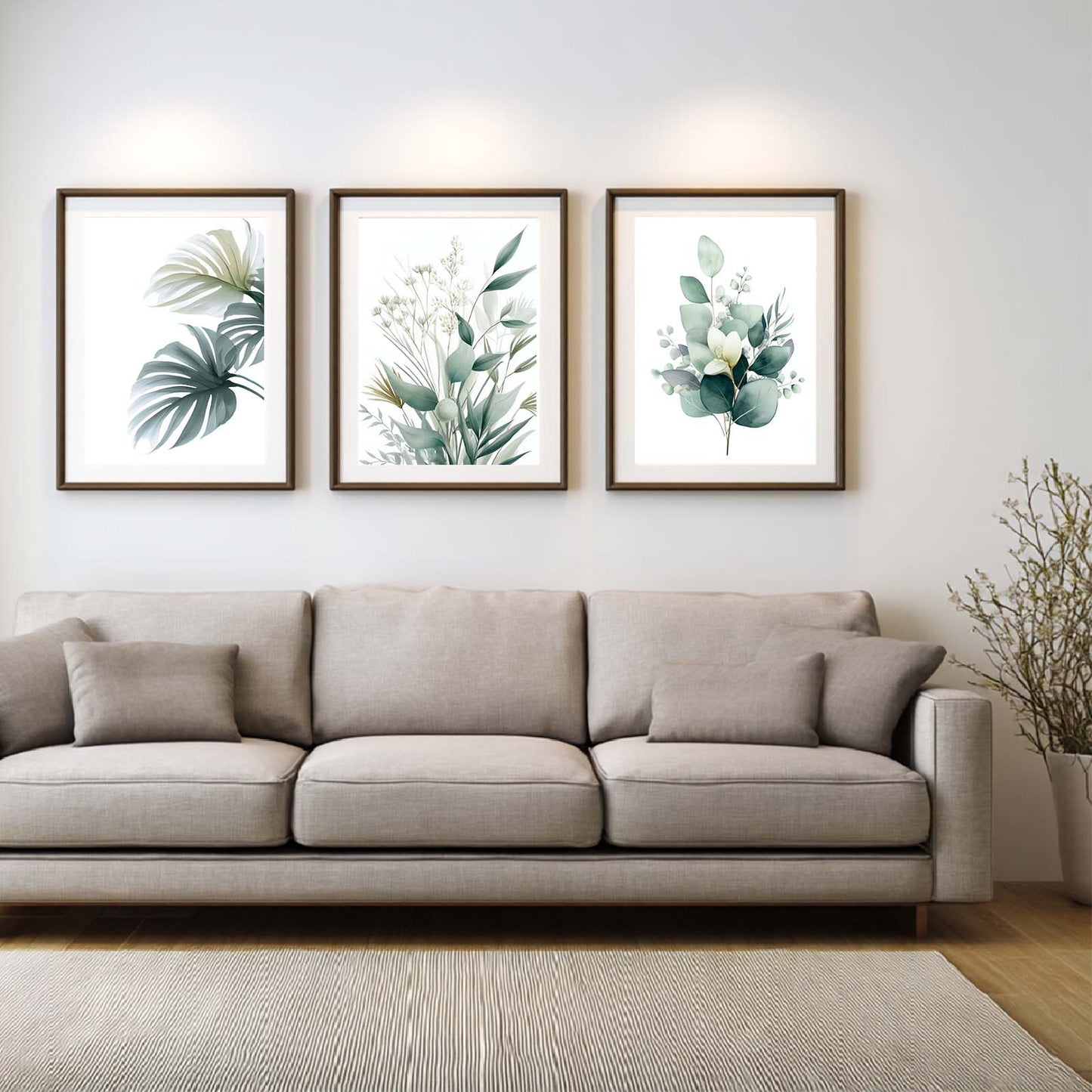 Abstract Green Leaves Flower Plant Canvas Painting Wall Art for Living Room Bedroom Decoration, Poster Print, Frameless