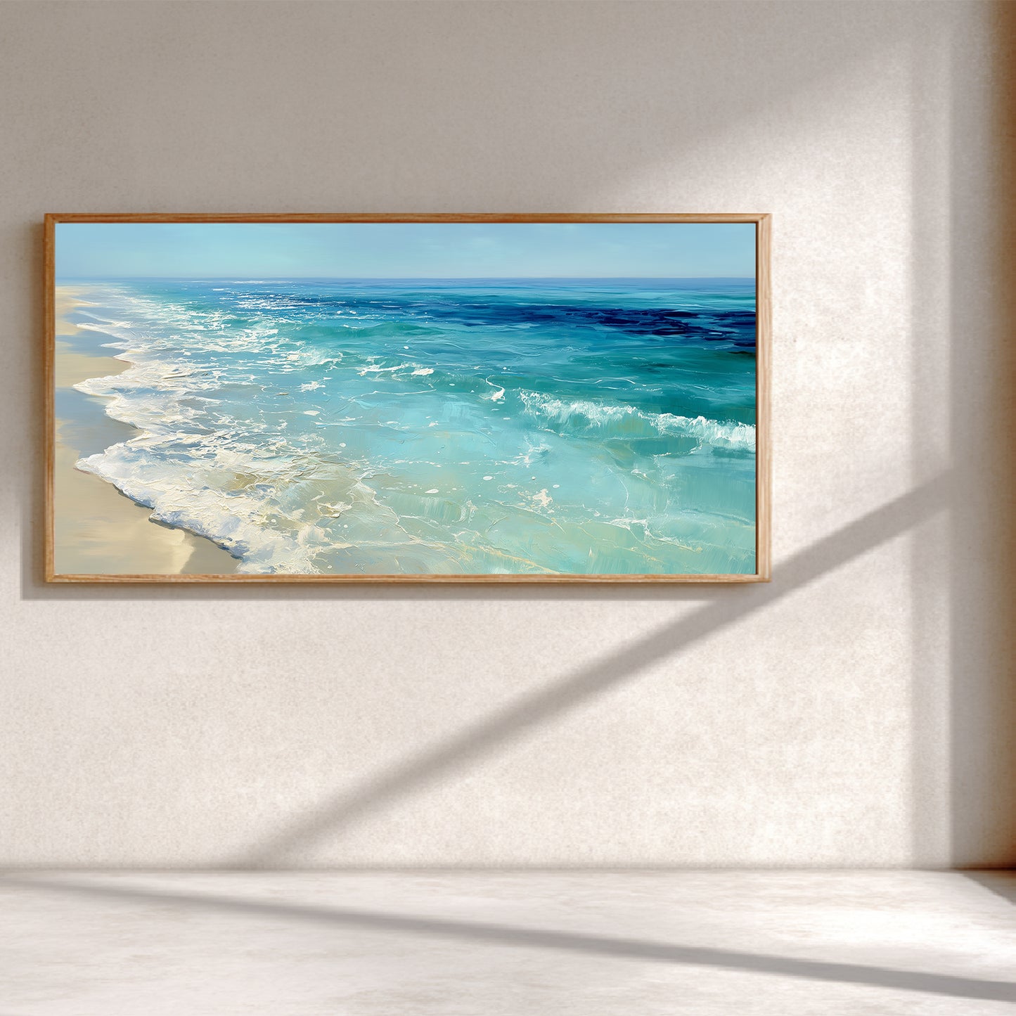 Abstract Beach Waves and Sea Canvas Painting – Wall Art for Living Room Bedroom Decoration, Poster Print, Frameless