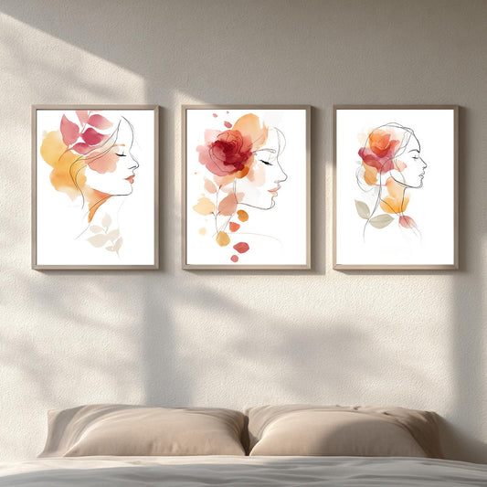 Modern Watercolor Style Female Flowers