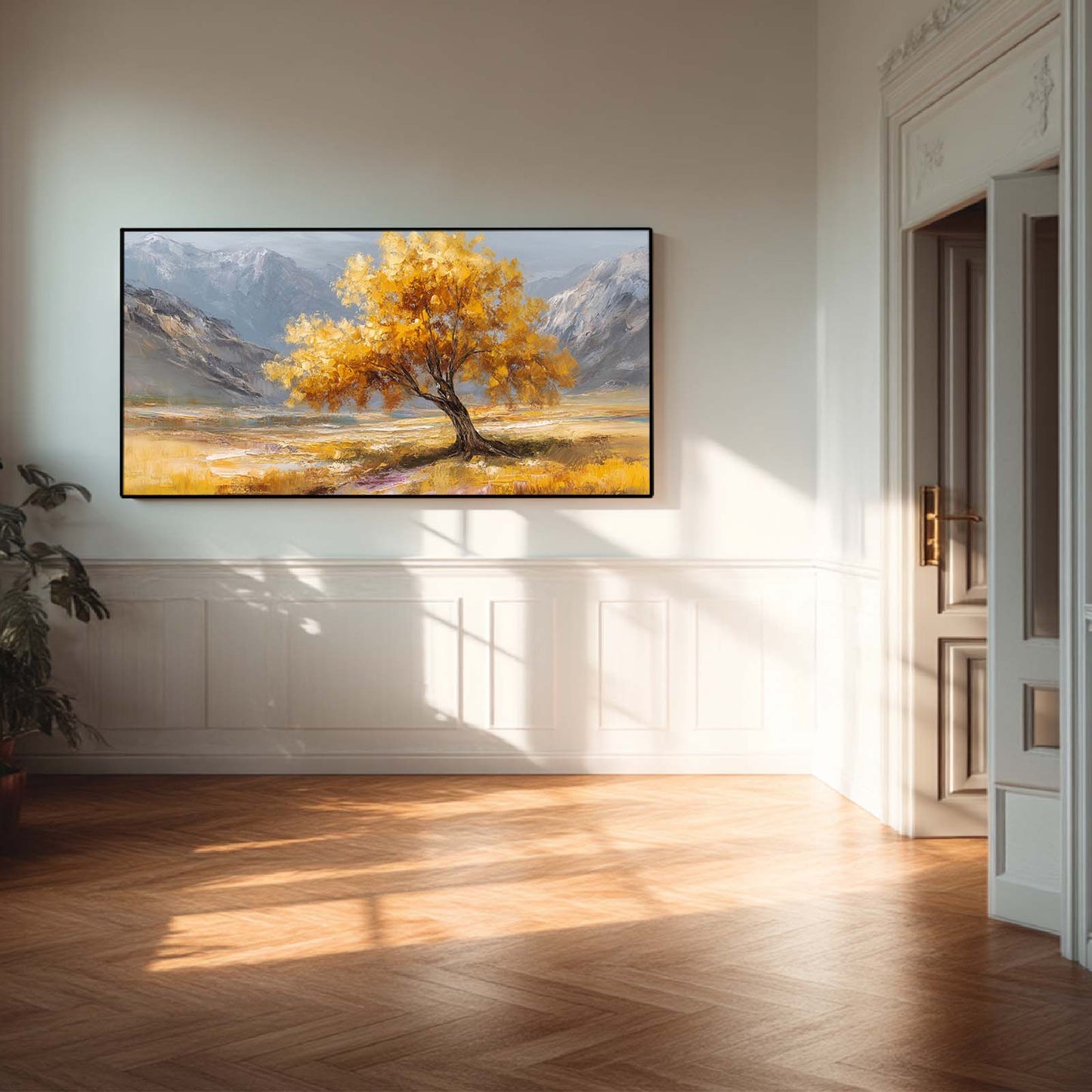 Golden Tree Abstract Oil Painting