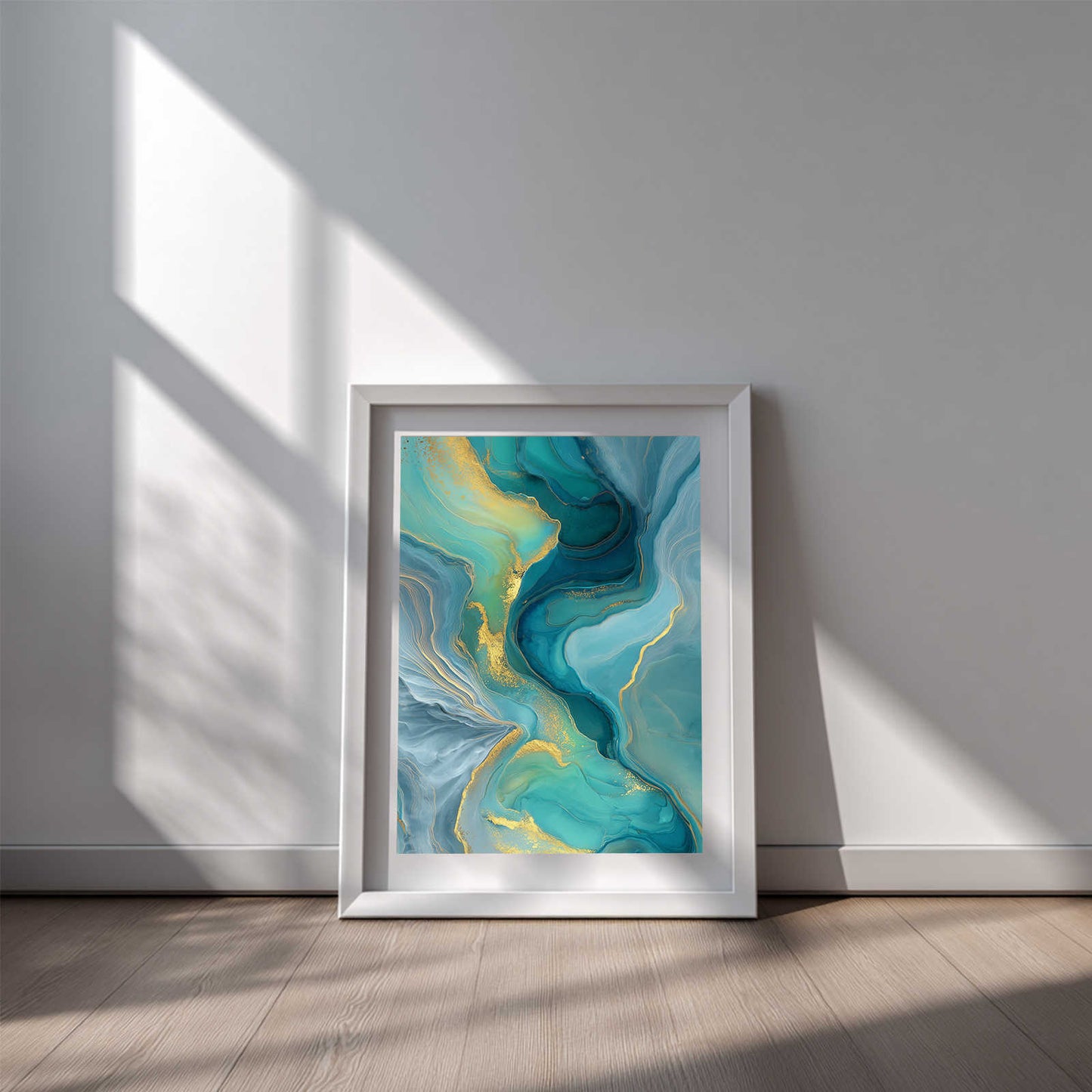 Abstract Green and Gold Liquid Luxury