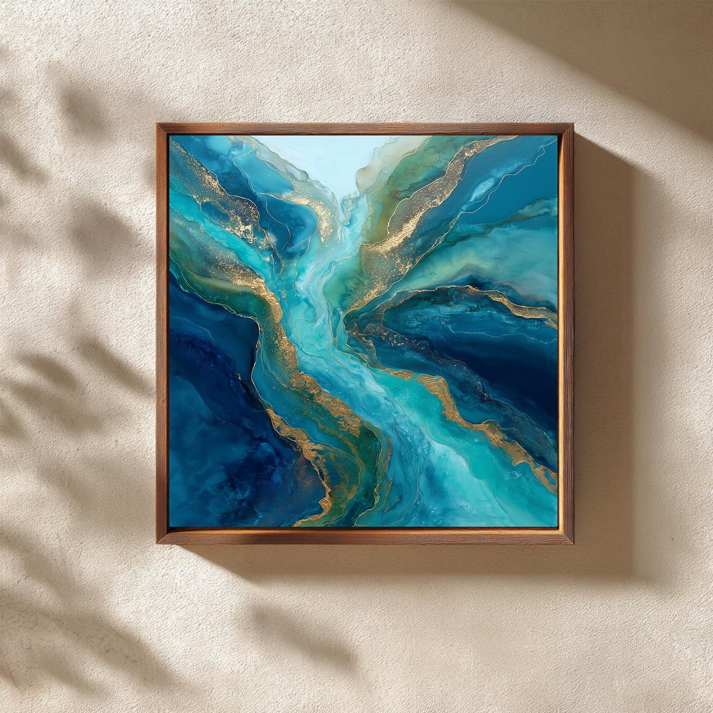 Abstract Blue and Gold Fluid Art