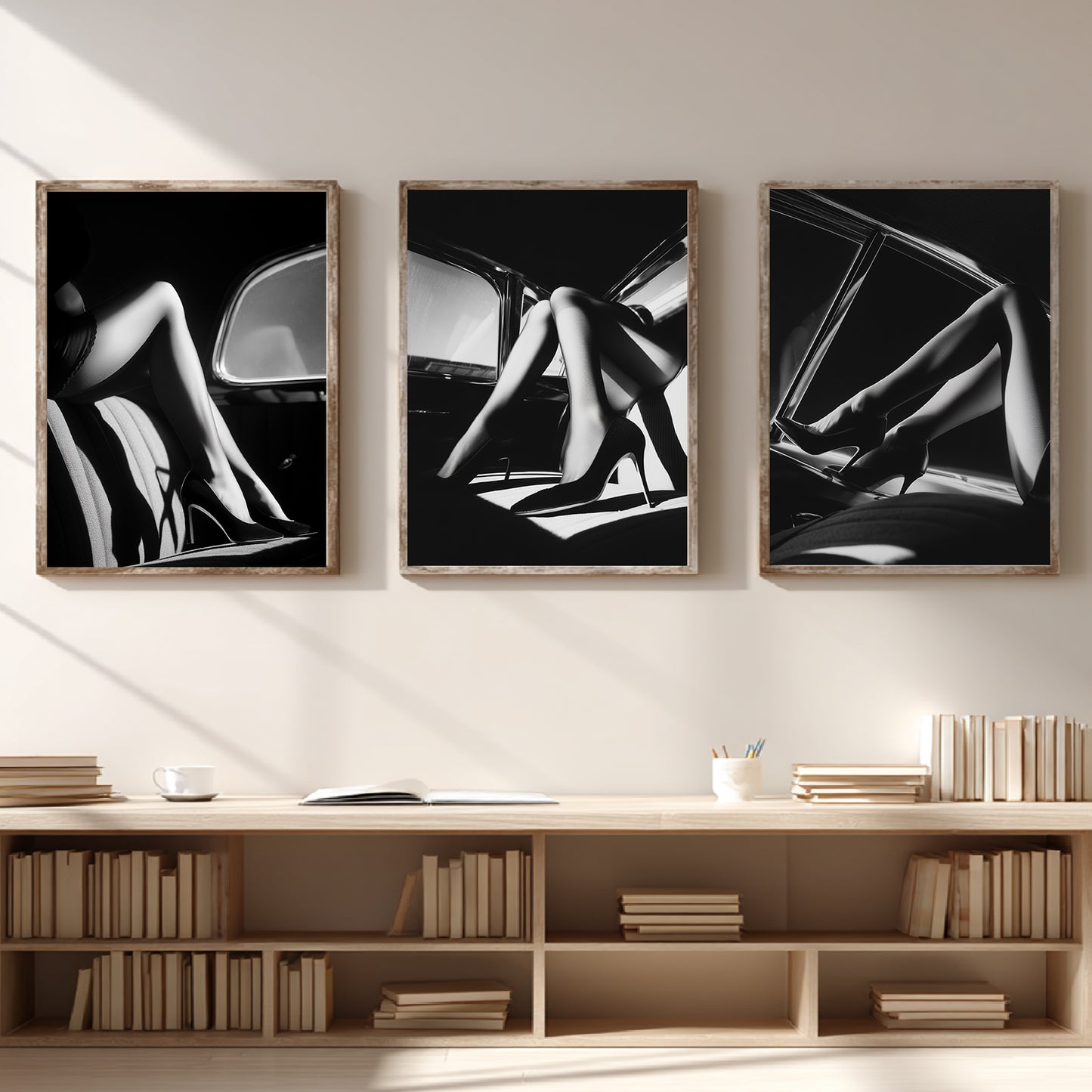Modern Sexy Beautiful Girl Black and White Canvas Painting – Wall Art for Living Room Bedroom Decoration, Poster Print, Frameless
