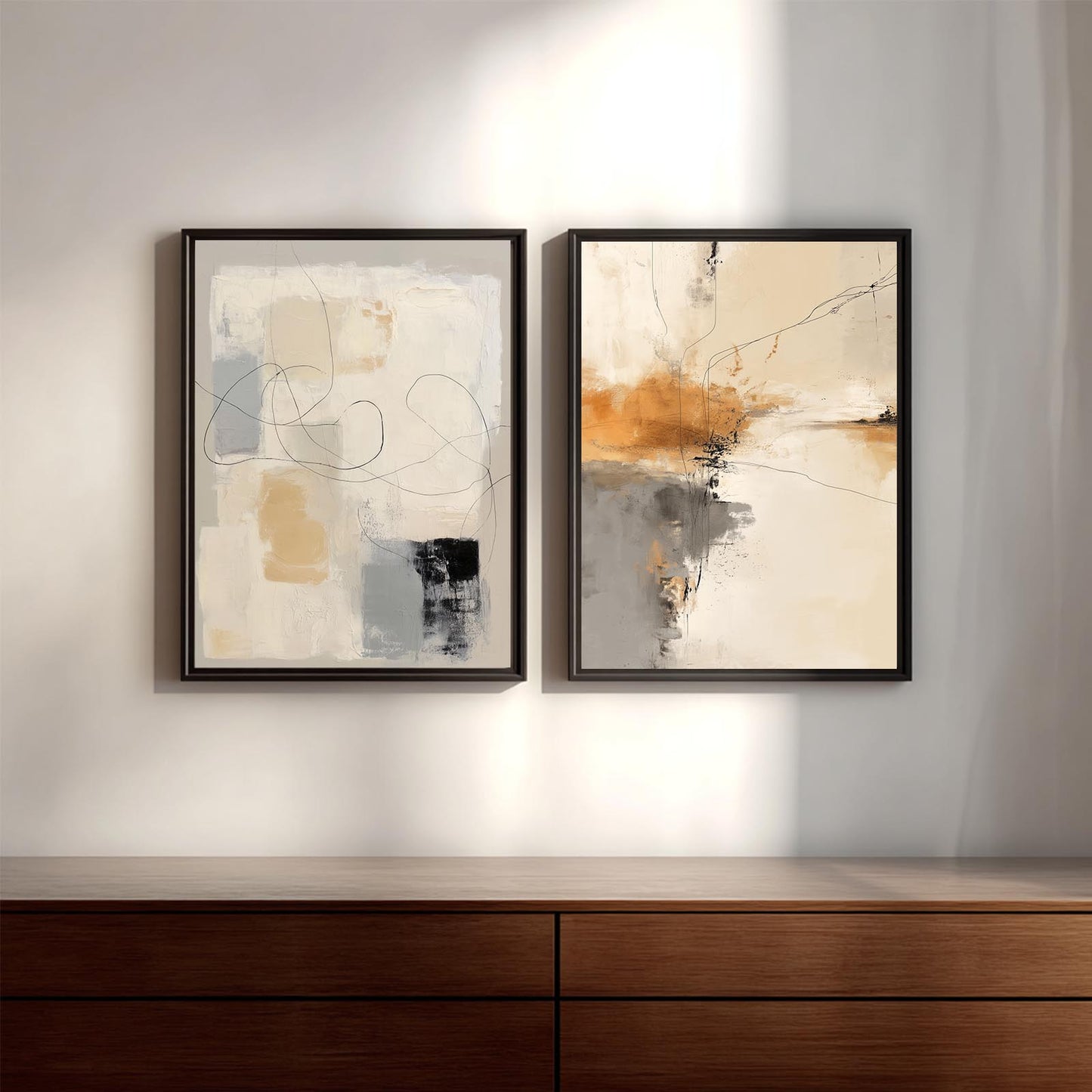 Abstract Gray Beige Geometric Lines