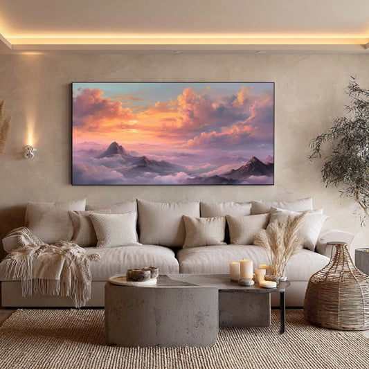Abstract Sea of Clouds Sunset Frameless Canvas Painting