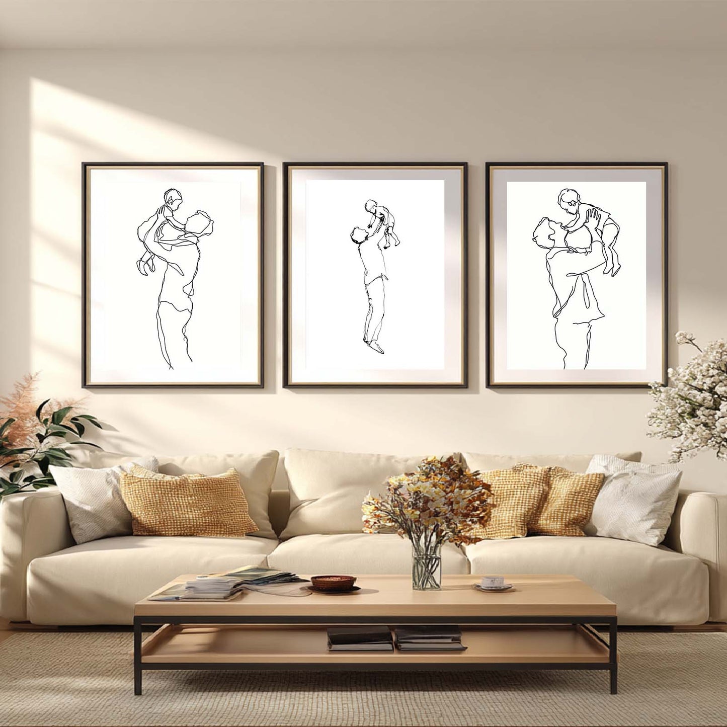 Abstract Minimalist Black and White Line Art