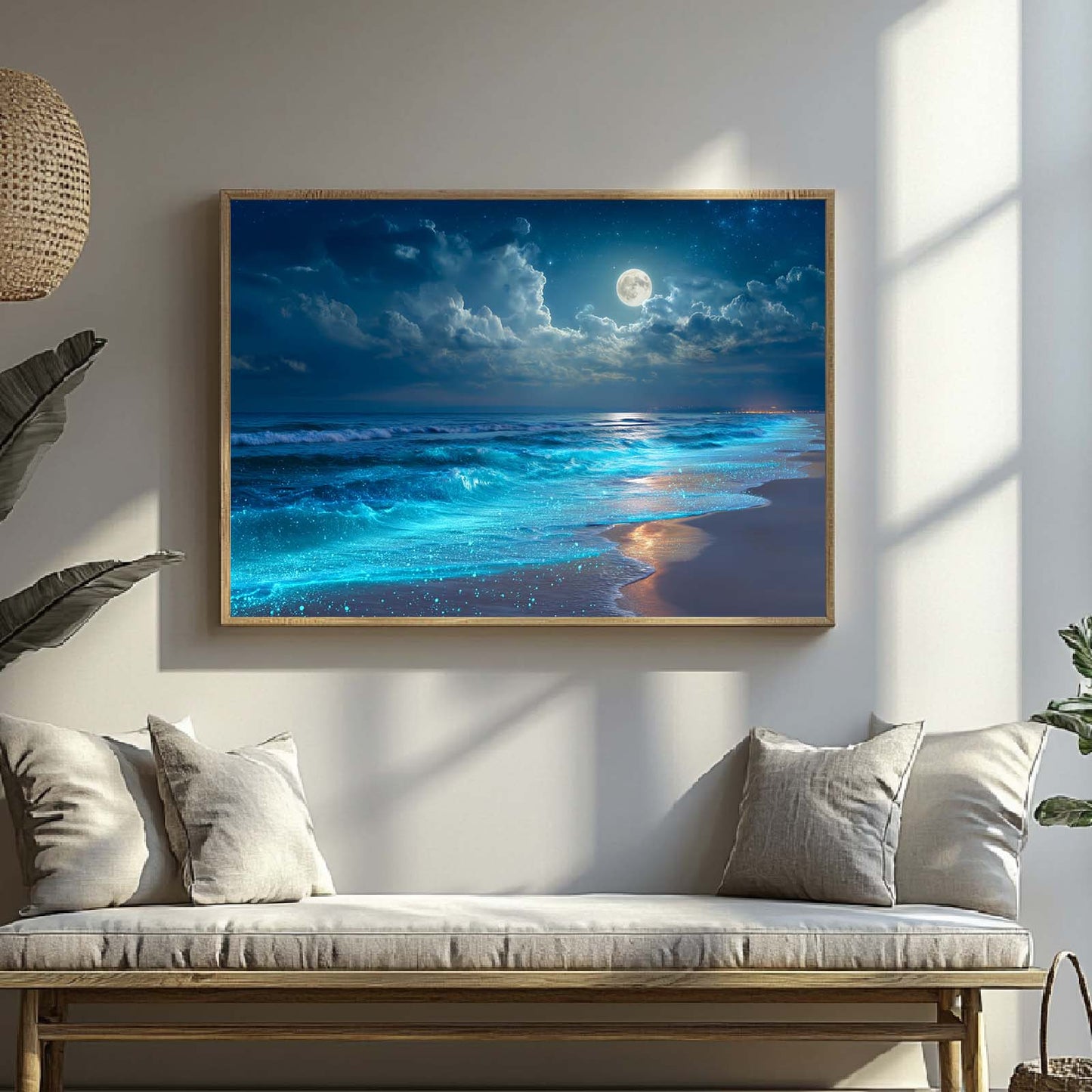 Abstract Oil Painting Moonlit Coast