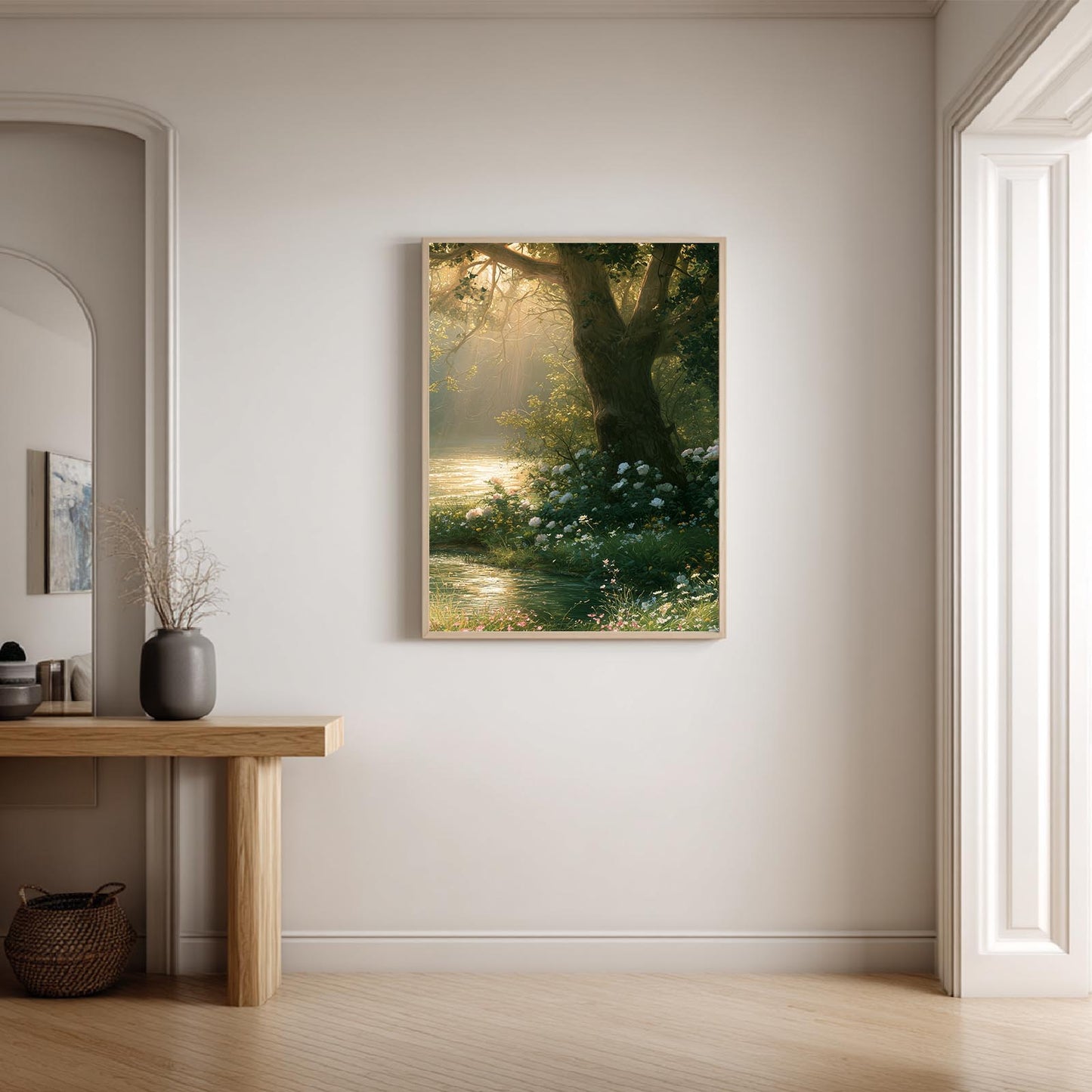 Abstract Landscape Creek Tree Flowers