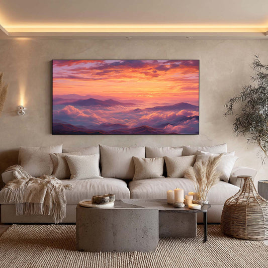 Canvas Painting The Sun Sets Over The Sea Clouds Landscape Wall Art Pictures for Living Room Bedroom Decoration Canvas Pictures Poster Frameless
