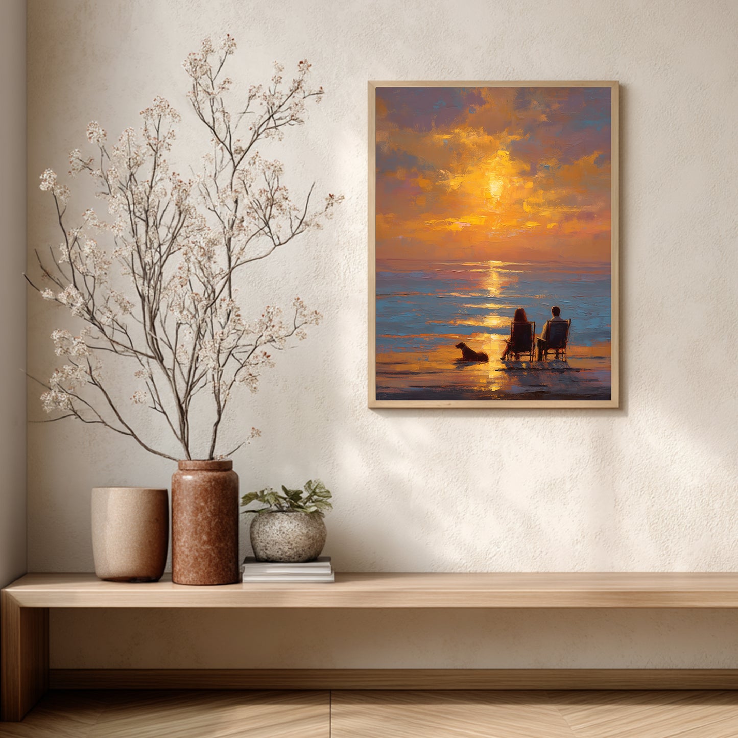 Abstract Landscape Sunset By The Sea Couple
