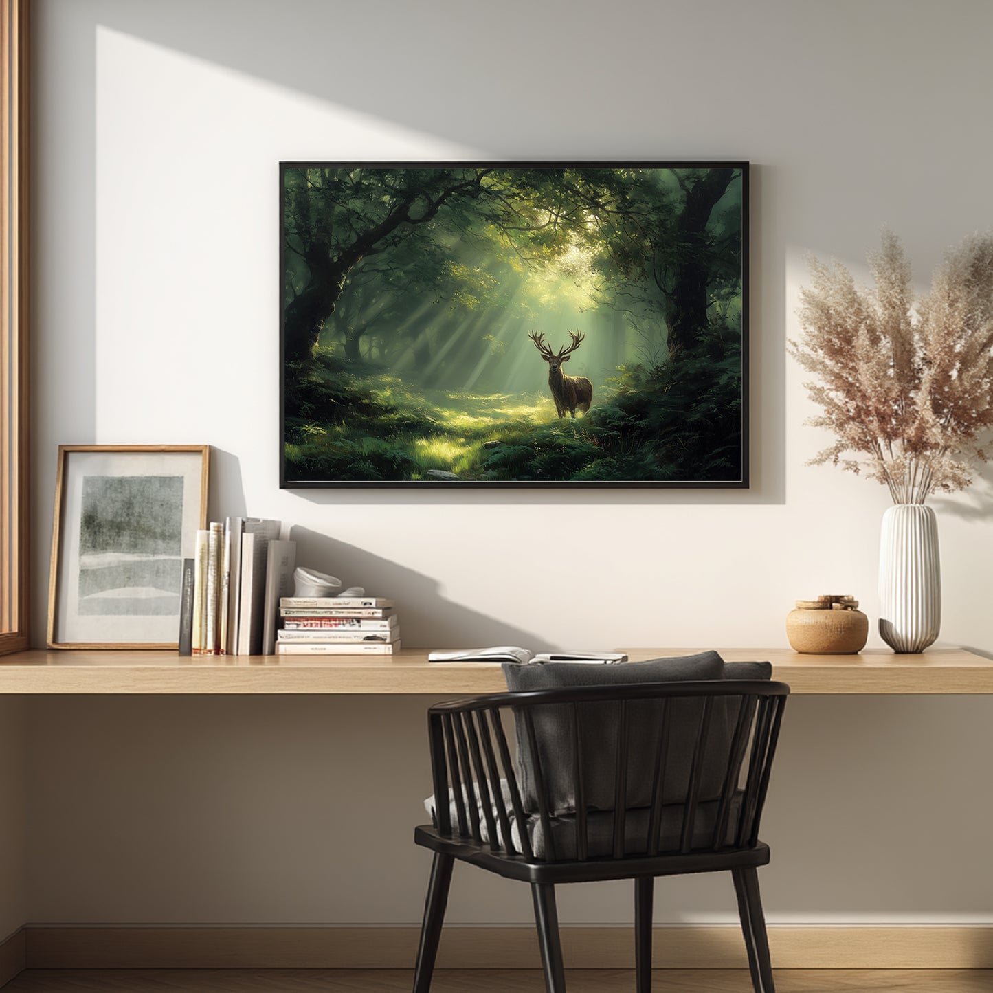 Nature Animal Deer in The Forest Abstract Landscape Sunlight