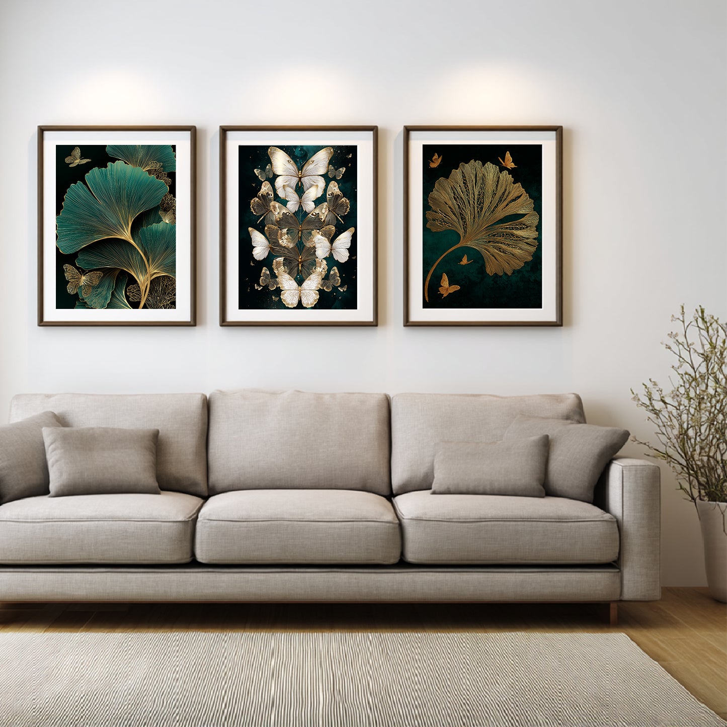 Black Gold Abstract Butterfly Leaves Canvas Painting Wall Art for Living Room Bedroom Decoration, Poster Print, Frameless