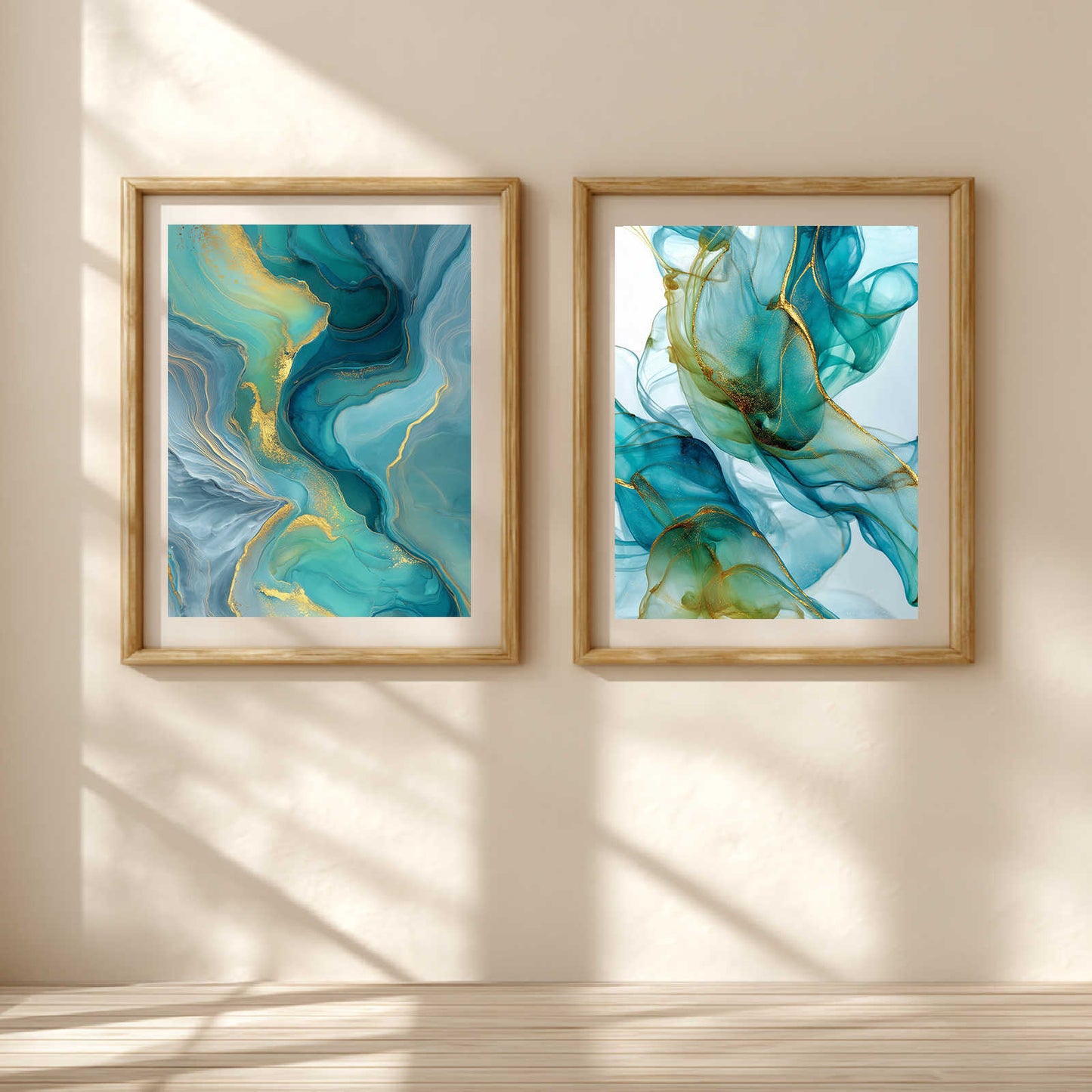 Abstract Green and Gold Liquid Luxury