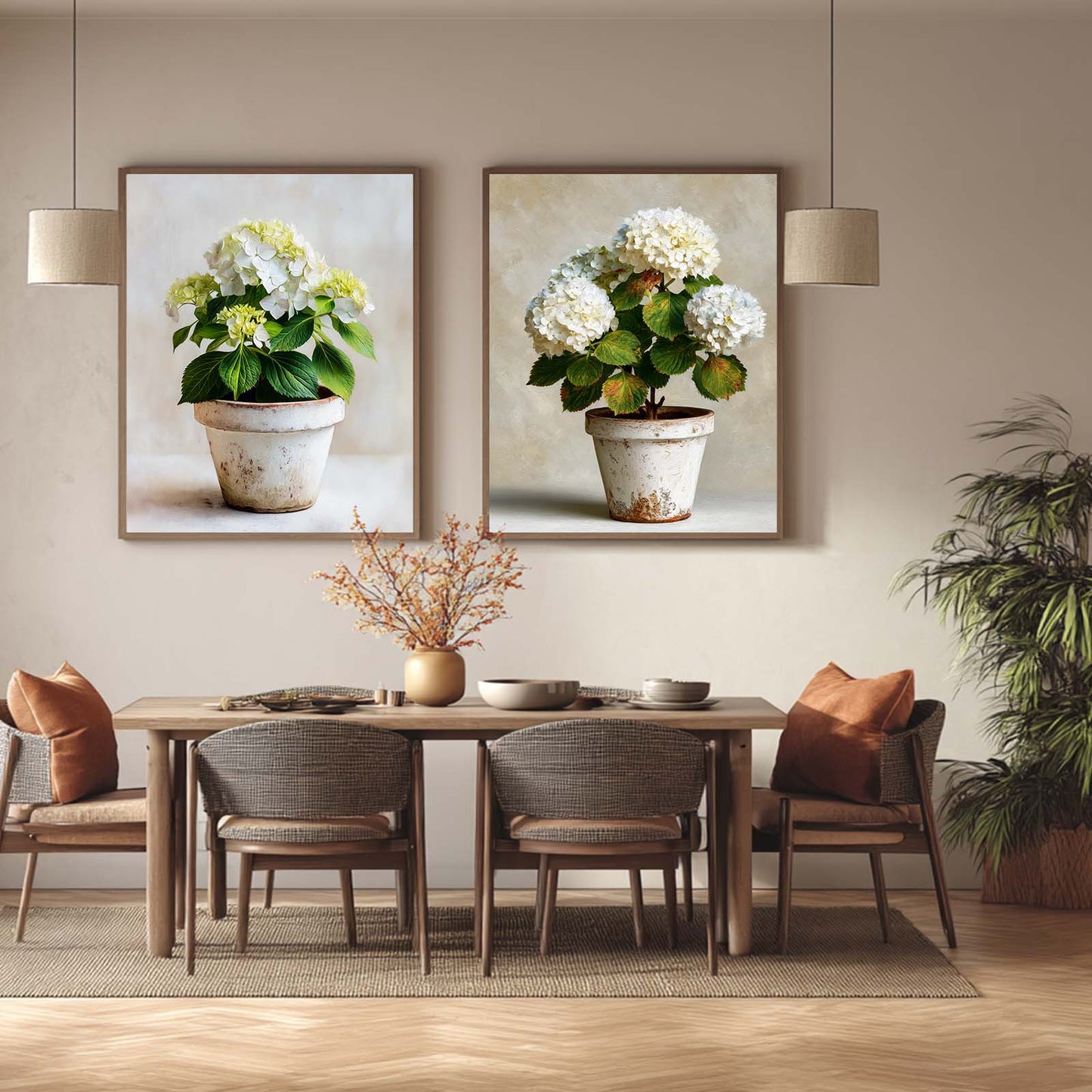 Abstract Oil Painting Vintage Hydrangea Floral