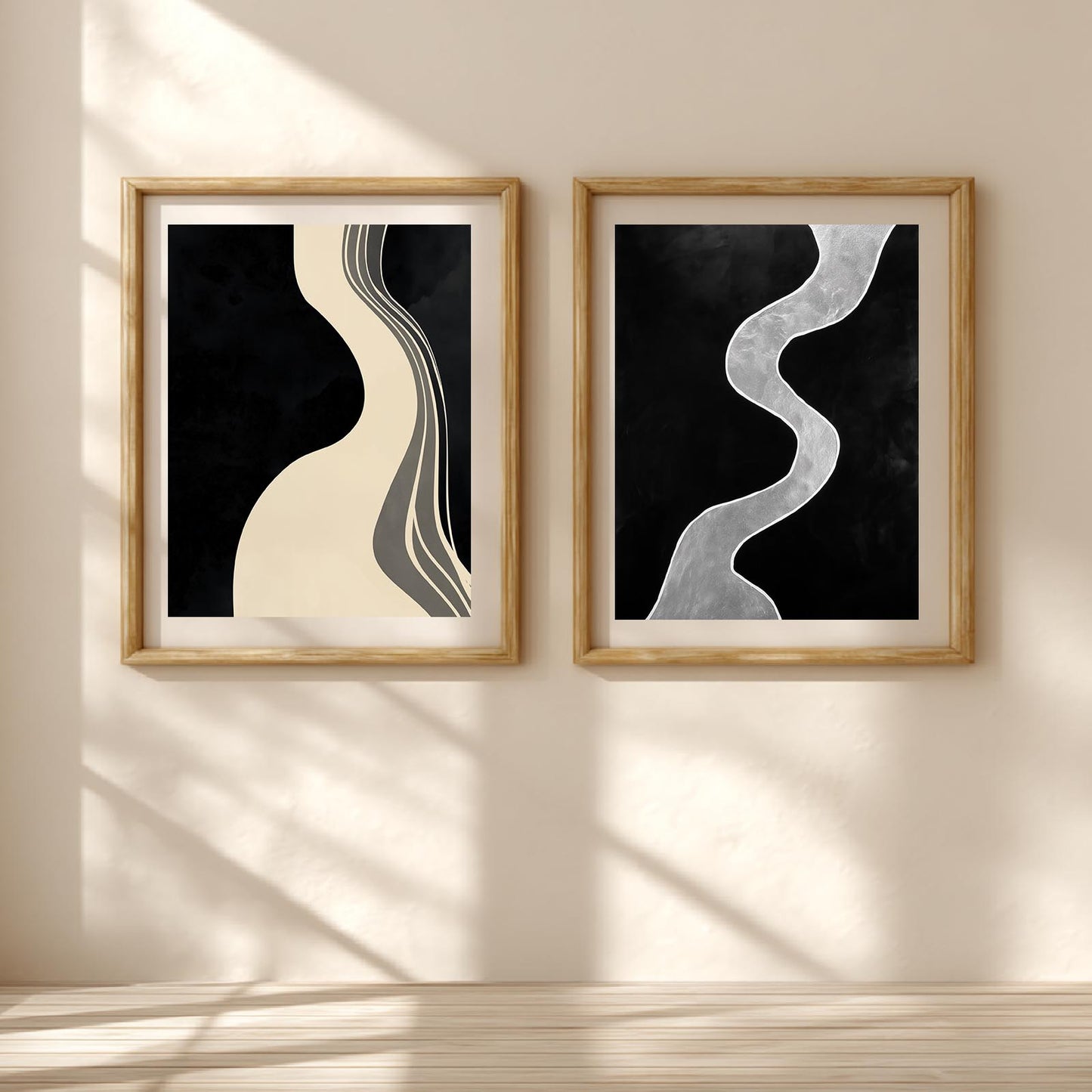 Abstract Beige＆Black Minimalist