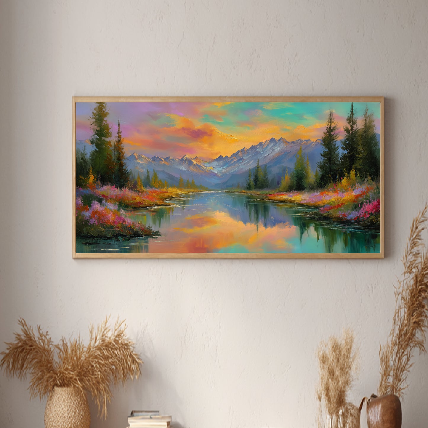 Snowy Mountain Lake Abstract Landscape