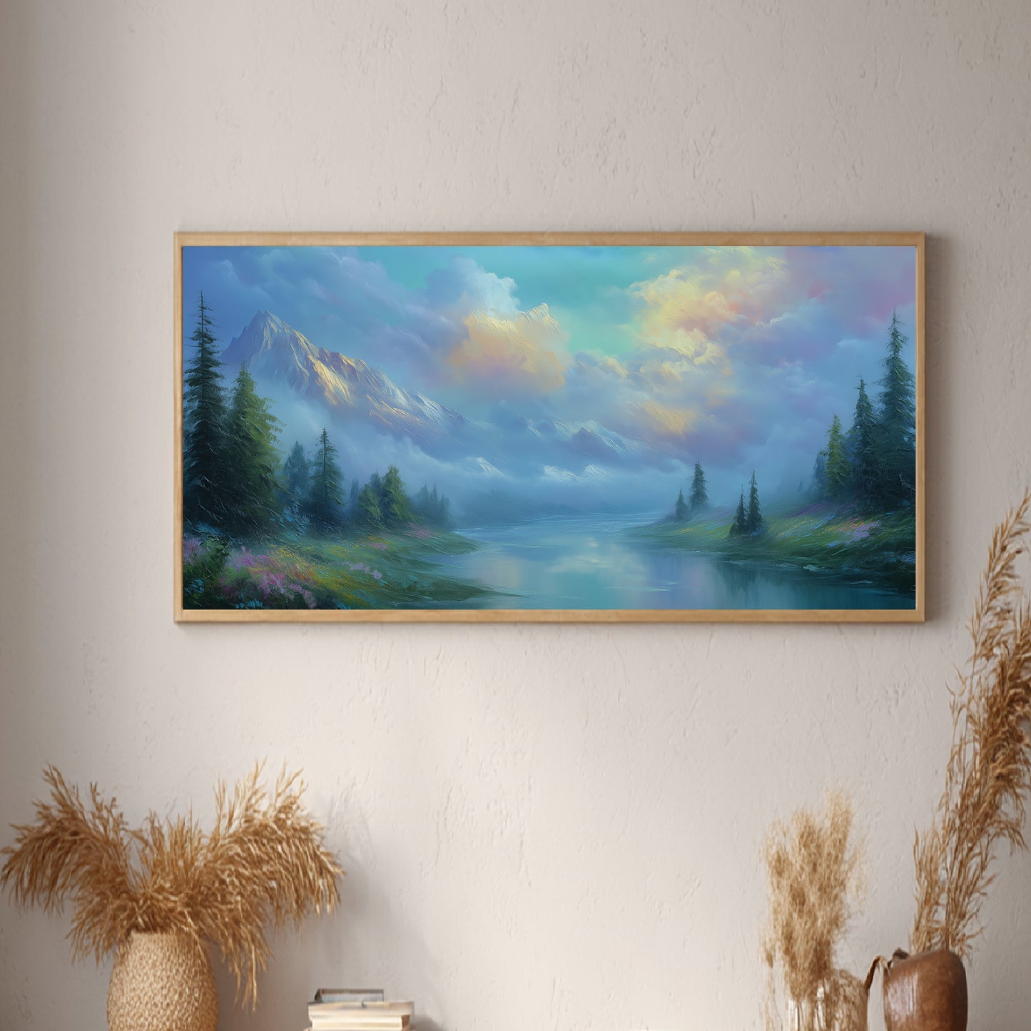 Snowy Mountain Lake Abstract Landscape