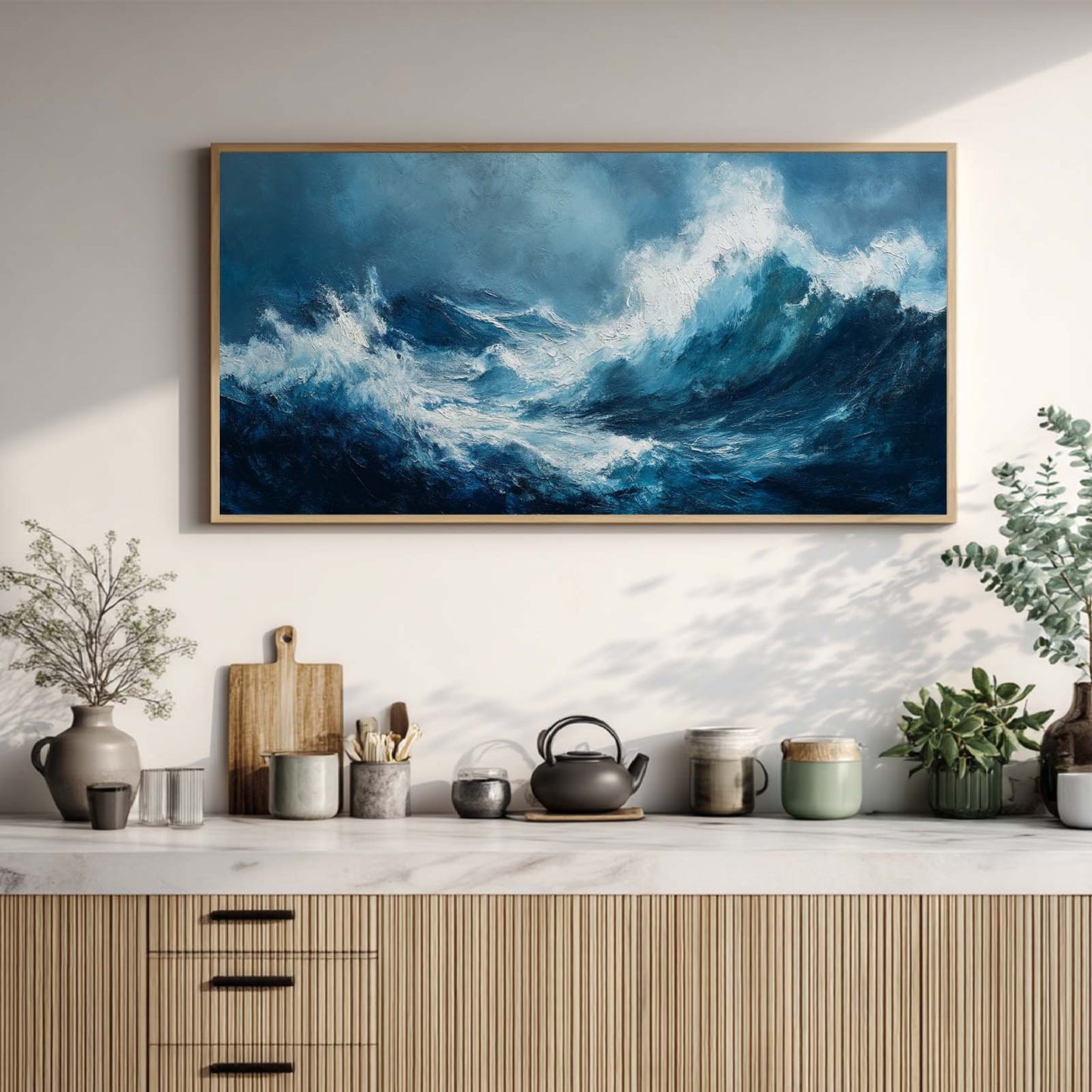 Abstract Ocean Waves Nature Canvas Painting Wall Art for Living Room Bedroom Decoration, Poster Print, Frameless