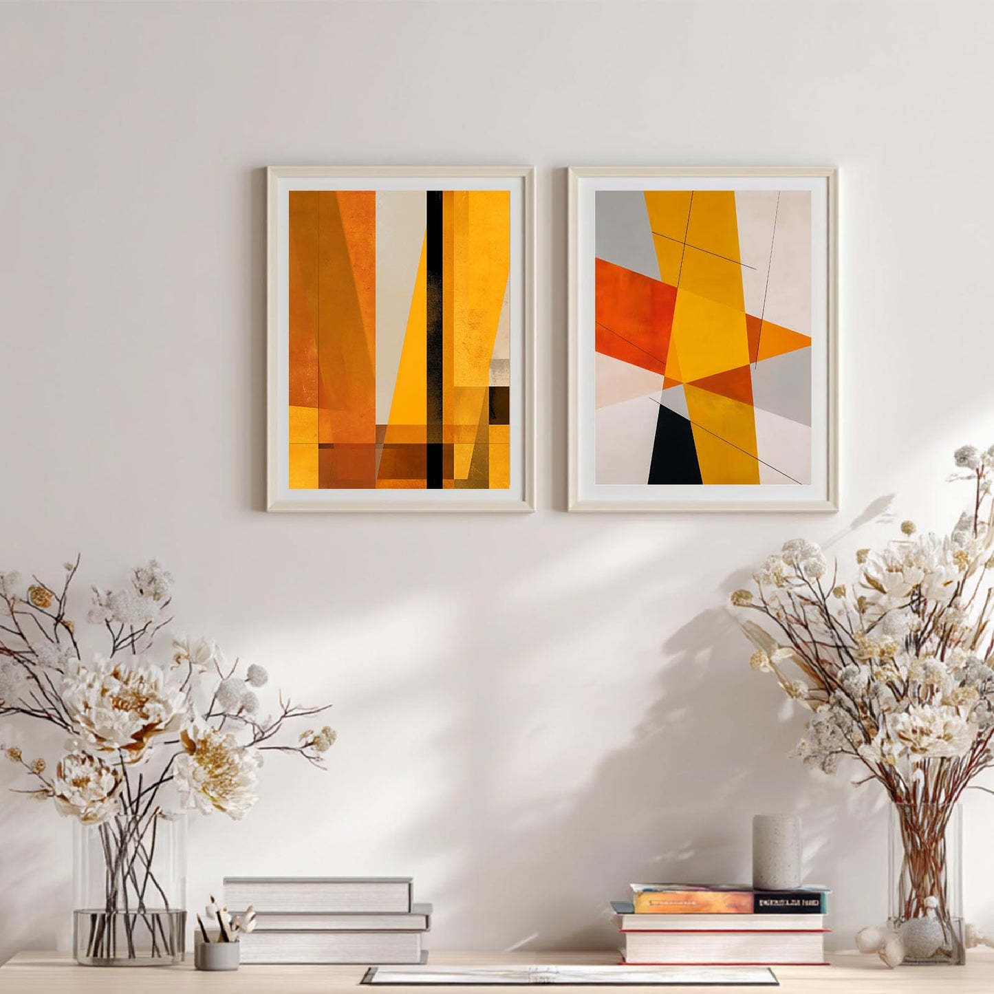 Beige Yellow Geometry Abstract