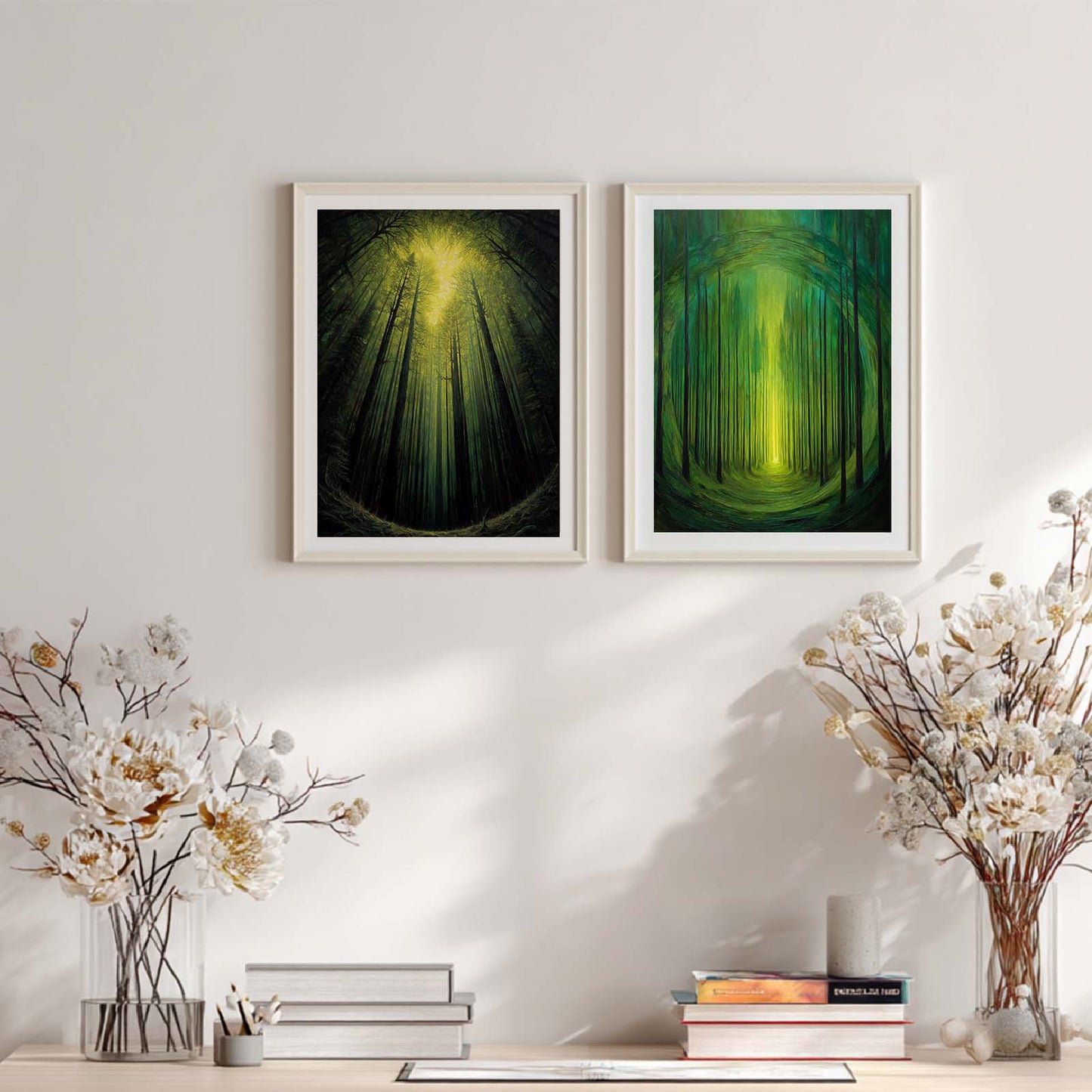 Abstract Landscape Forest Sunlight Canvas Painting Wall Art for Living Room Bedroom Decoration, Poster Print, Frameless