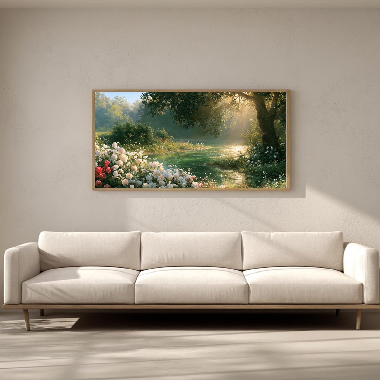 Creek Trees Flowers Abstract Landscape