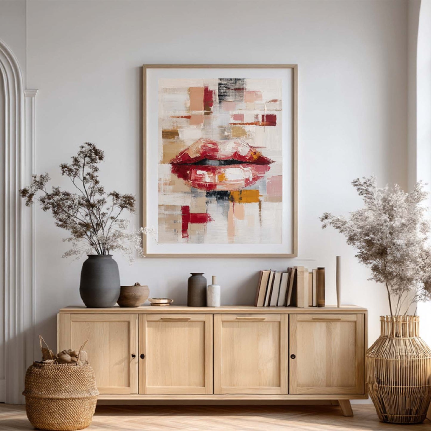 Canvas Painting Couple Lips Abstract