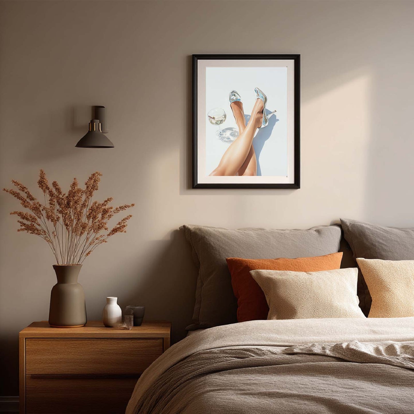 Abstract Oil Painting High Heels Wine Glass