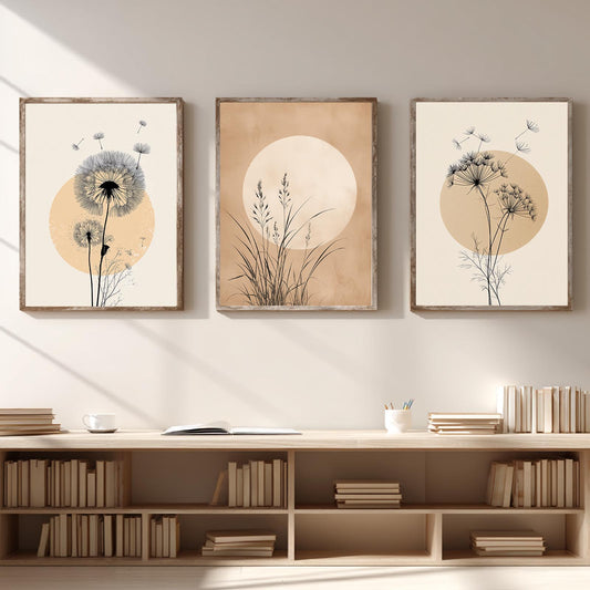 Abstract Plants Nature Beige Dandelion
