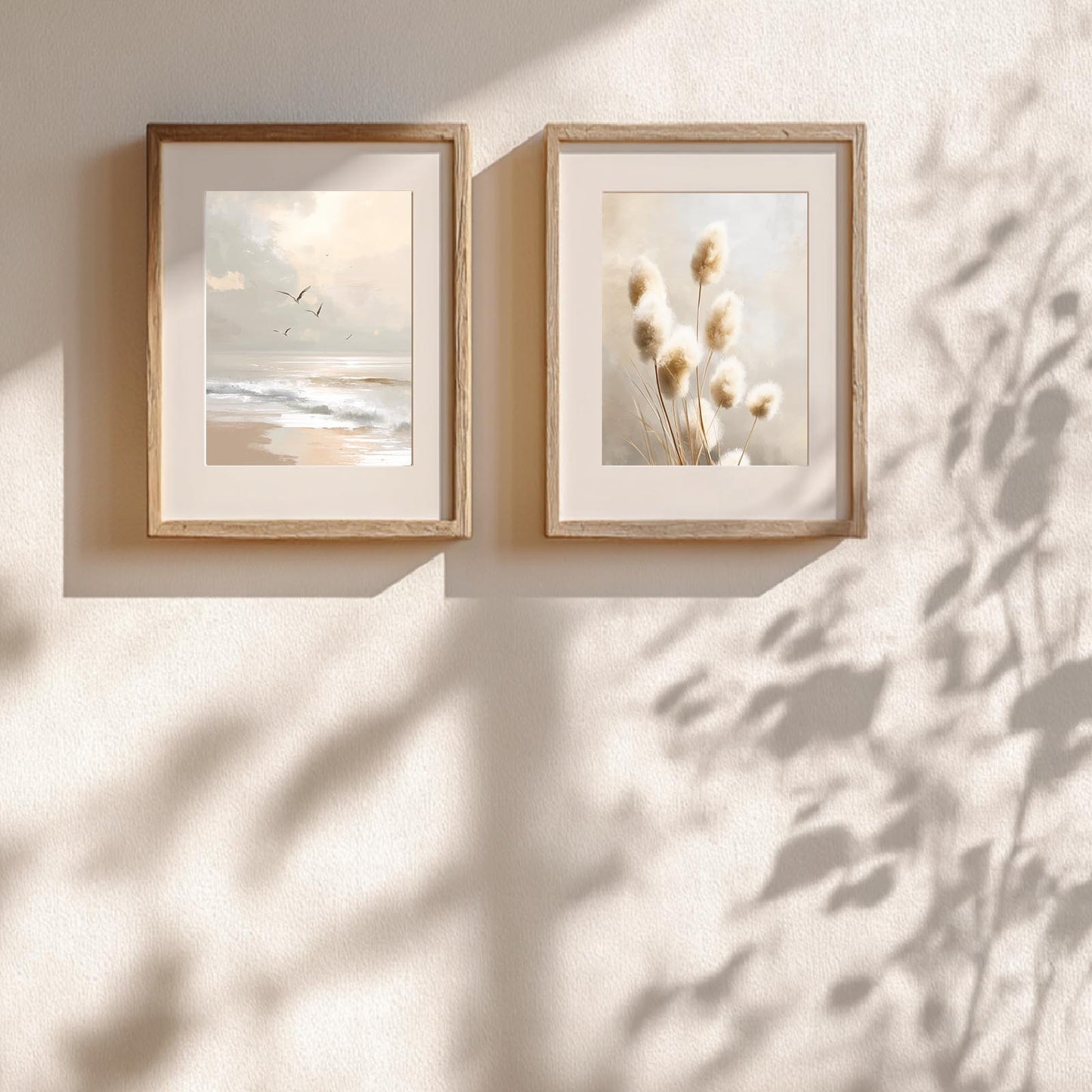 Seabird Beige Pampas Grass Abstract Landscape