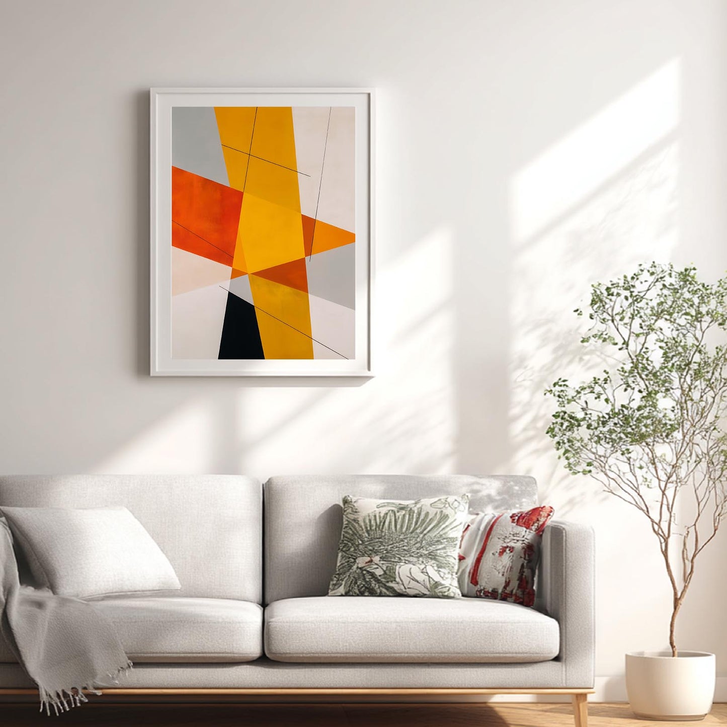 Beige Yellow Geometry Abstract