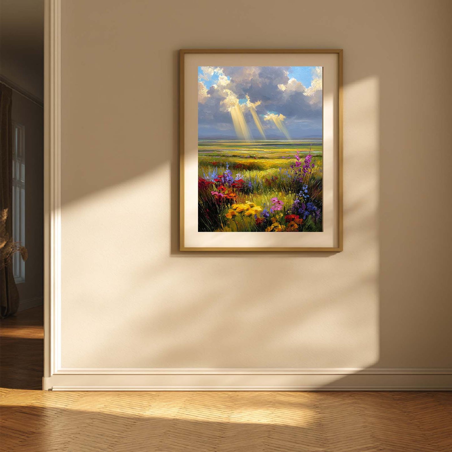 Sunlight Meadow Abstract Oil Painting