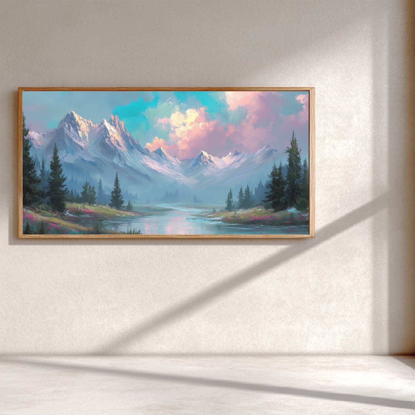 Snowy Mountain Lake Abstract Landscape