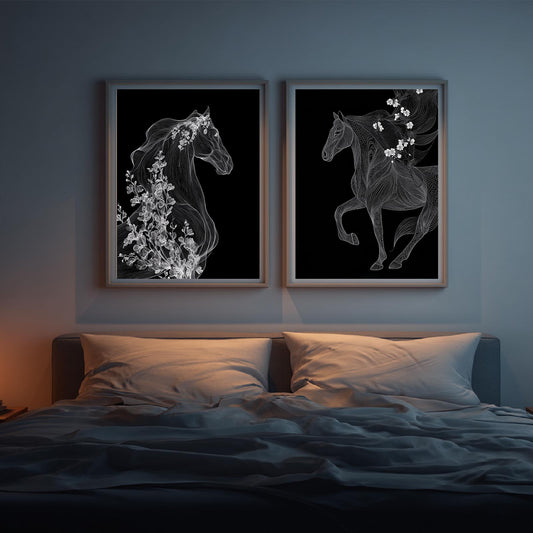 Abstract Black and White Horse