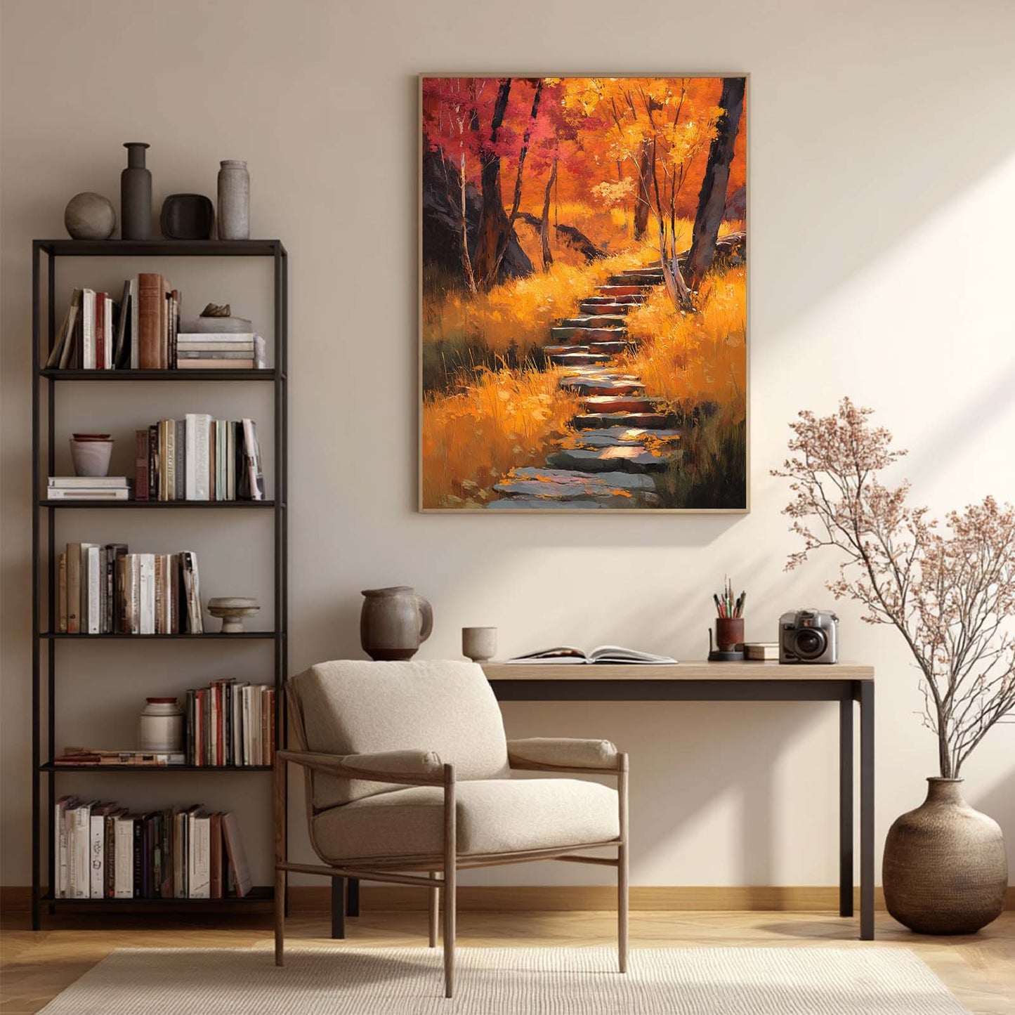 Abstract Oil Painting Autumn Landscape Mountain Path